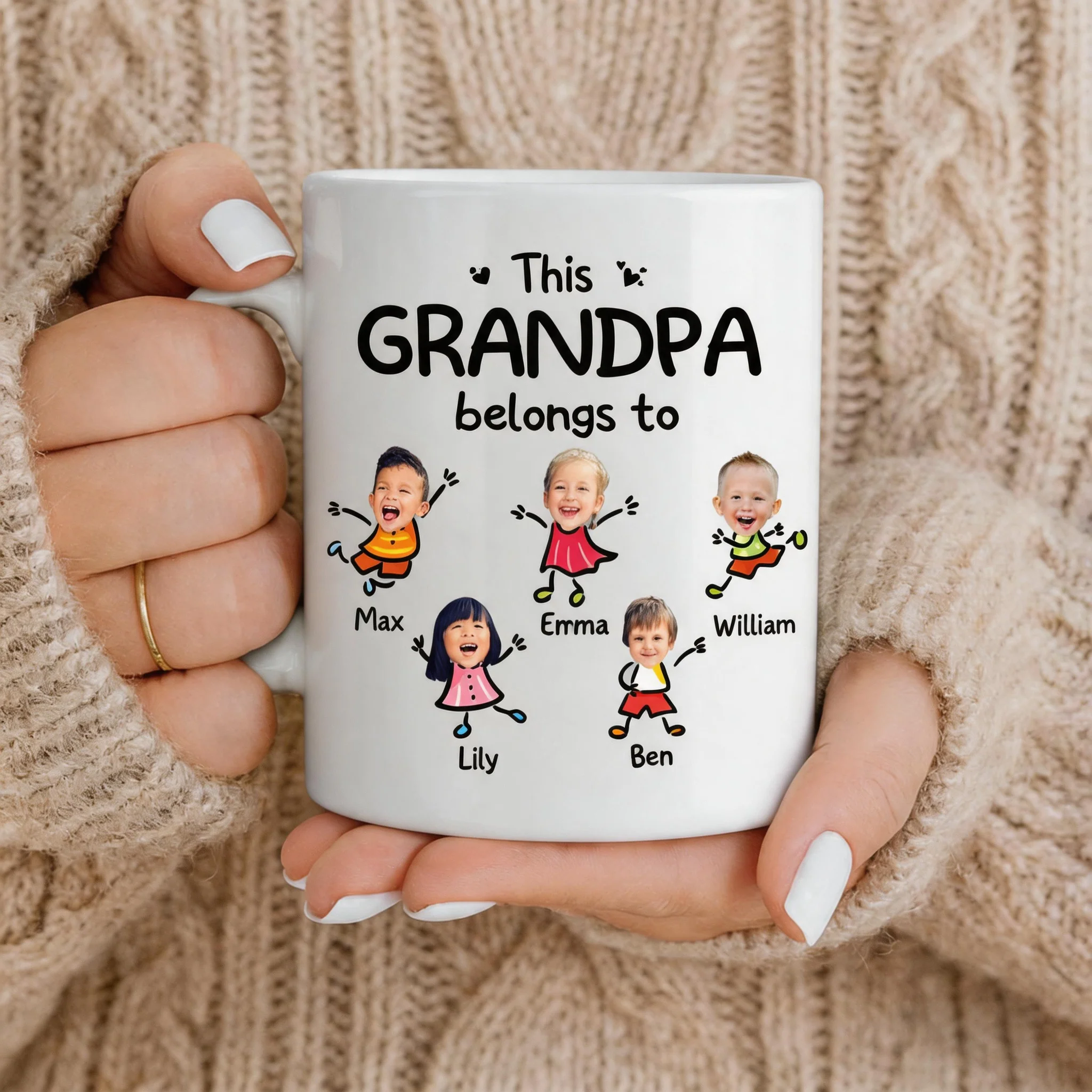 Personalized "This Grandpa Belongs To" Ceramic Mug – Father's Day Gift For Grandpa - Image 3