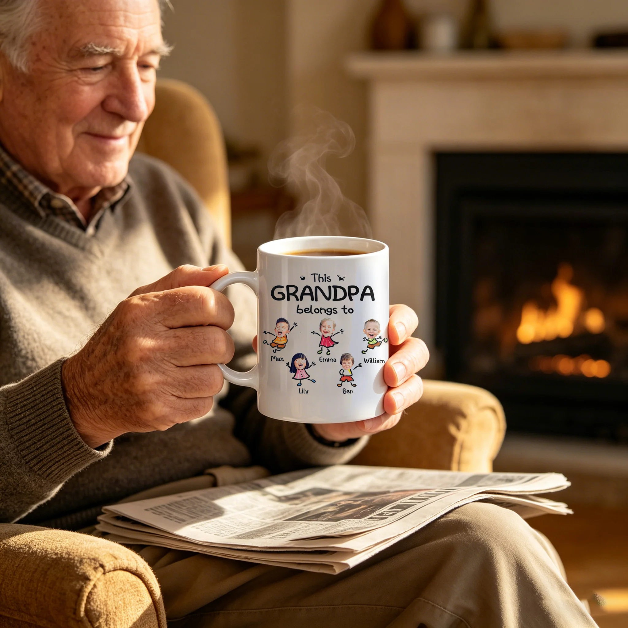 Personalized "This Grandpa Belongs To" Ceramic Mug – Father's Day Gift For Grandpa - Image 5