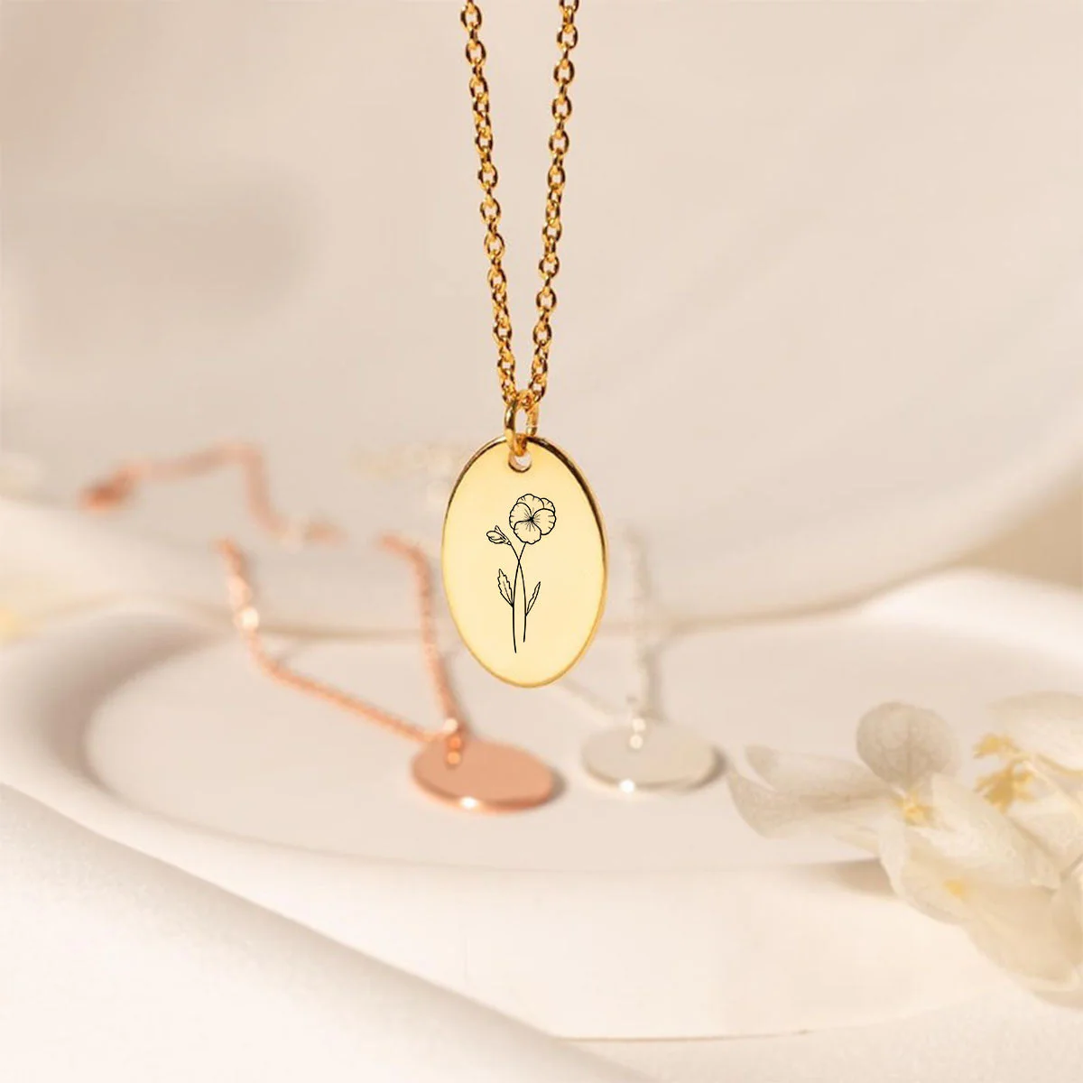 Personalized Tiny Birth Flower Necklace, Gift For Her - Image 4