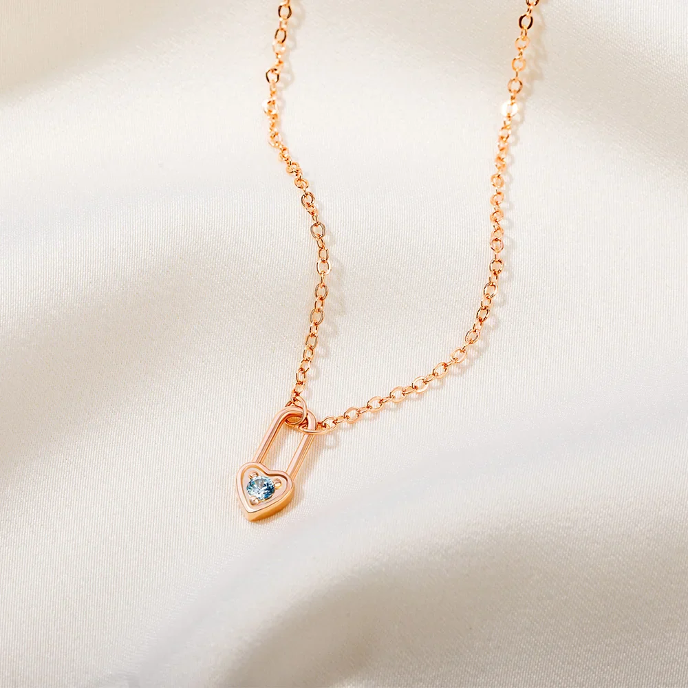 Personalized Tiny Heart Padlock Necklace with Birthstone Dainty Jewelry - Image 6