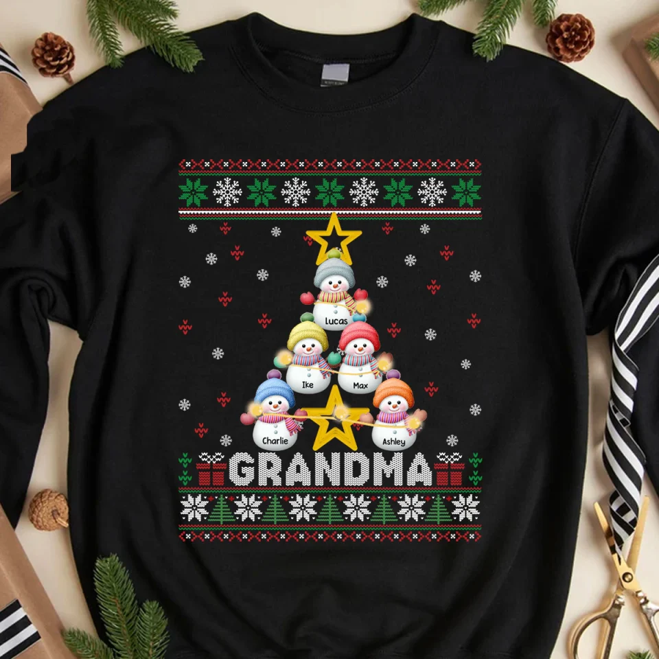 Personalized Title Grandma Snowman Christmas Gift Sweatshirt - Image 3