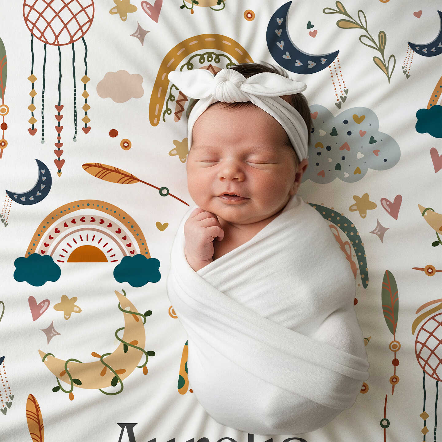 Personalized Toddler Blanket – Custom Name Boho Rainbow Baby Blanket, Unique Baby Shower Gift for Newborn & Kids - Image 5