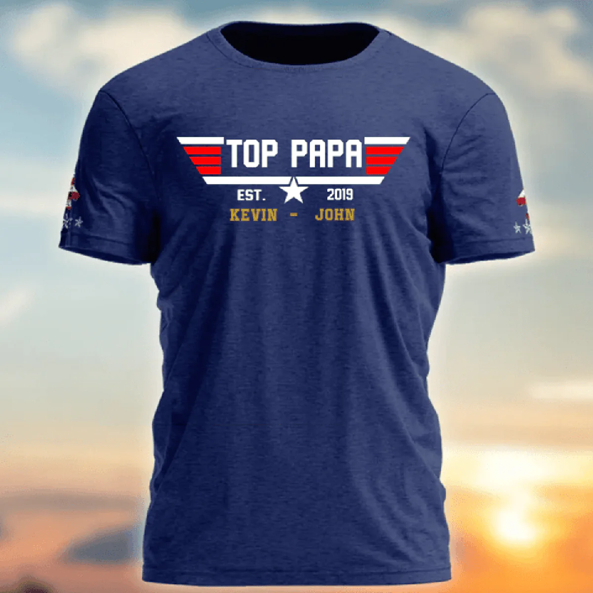 Personalized Top Papa, Dad Father's Day Gift T-Shirt - Image 4