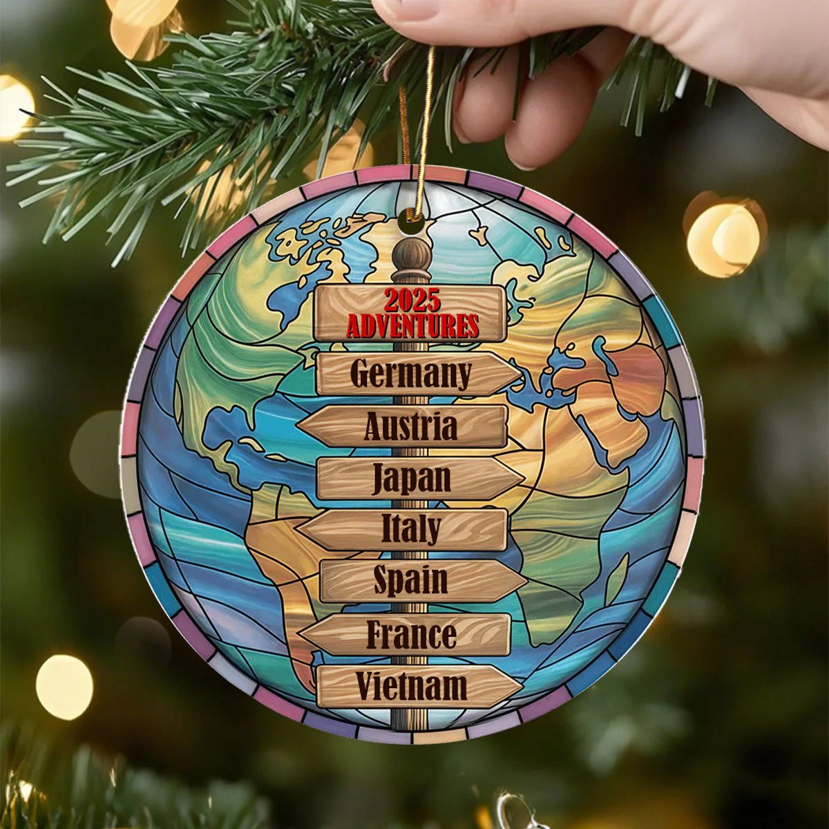 Personalized Travel Adventure Acrylic Ornament, Family Vacation Gift Couple Travel Gift - Image 2