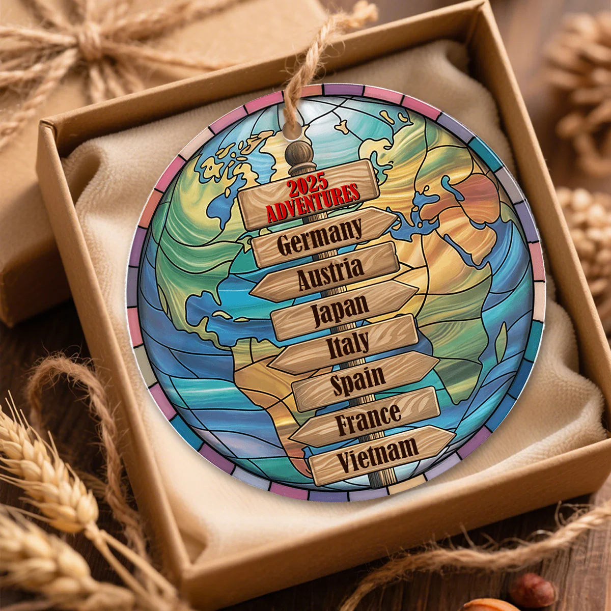 Personalized Travel Adventure Acrylic Ornament, Family Vacation Gift Couple Travel Gift - Image 3