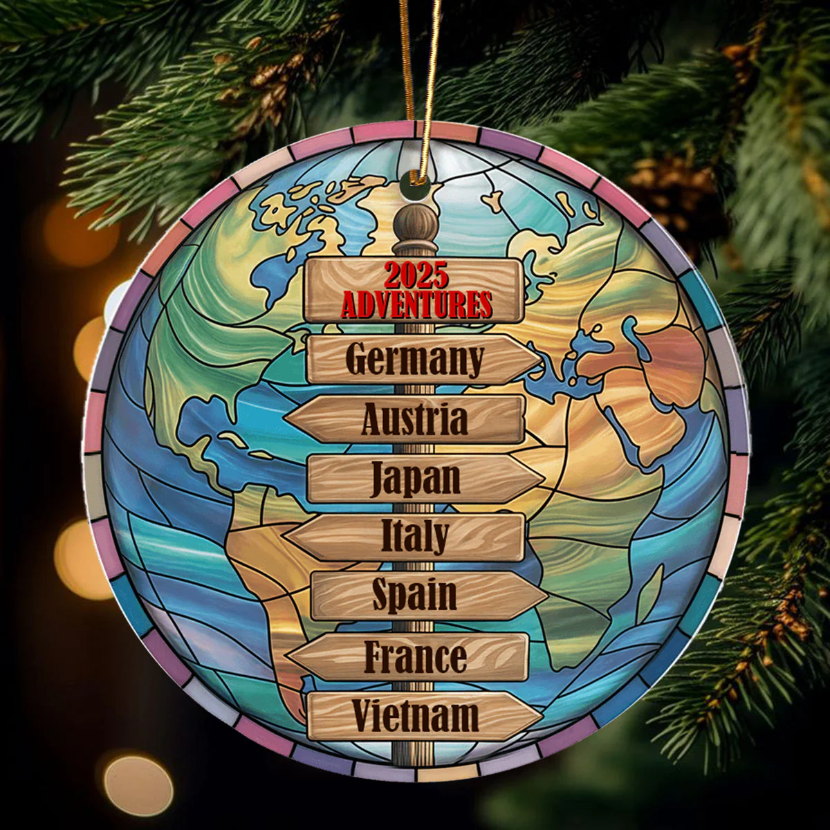Personalized Travel Adventure Acrylic Ornament, Family Vacation Gift Couple Travel Gift - Image 4