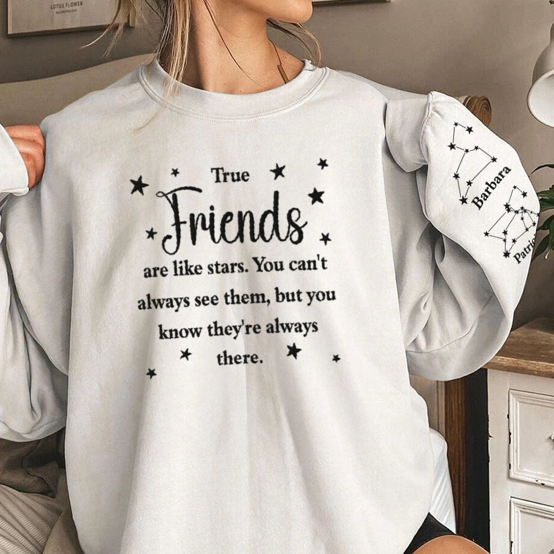 Personalized True Friends Are Like Stars Zodiac Sweatshirt - Image 3