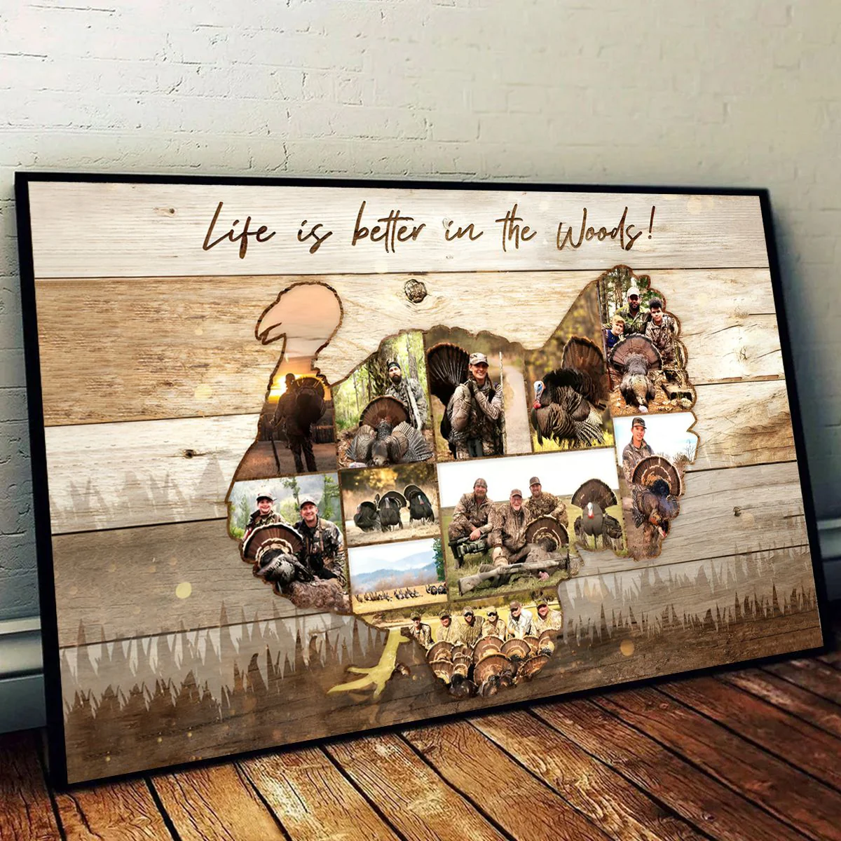 Personalized Turkey Photo Collage Canvas Poster - Gift For Hunters - Image 3