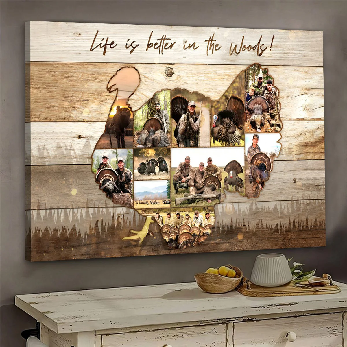 Personalized Turkey Photo Collage Canvas Poster - Gift For Hunters - Image 4