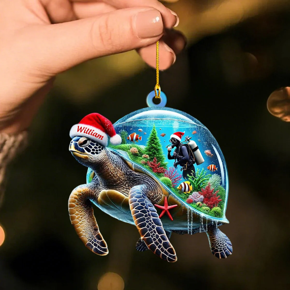 Personalized Turtle Diving Custom Name Ornament, Diving Lover Christmas Gift - Image 4
