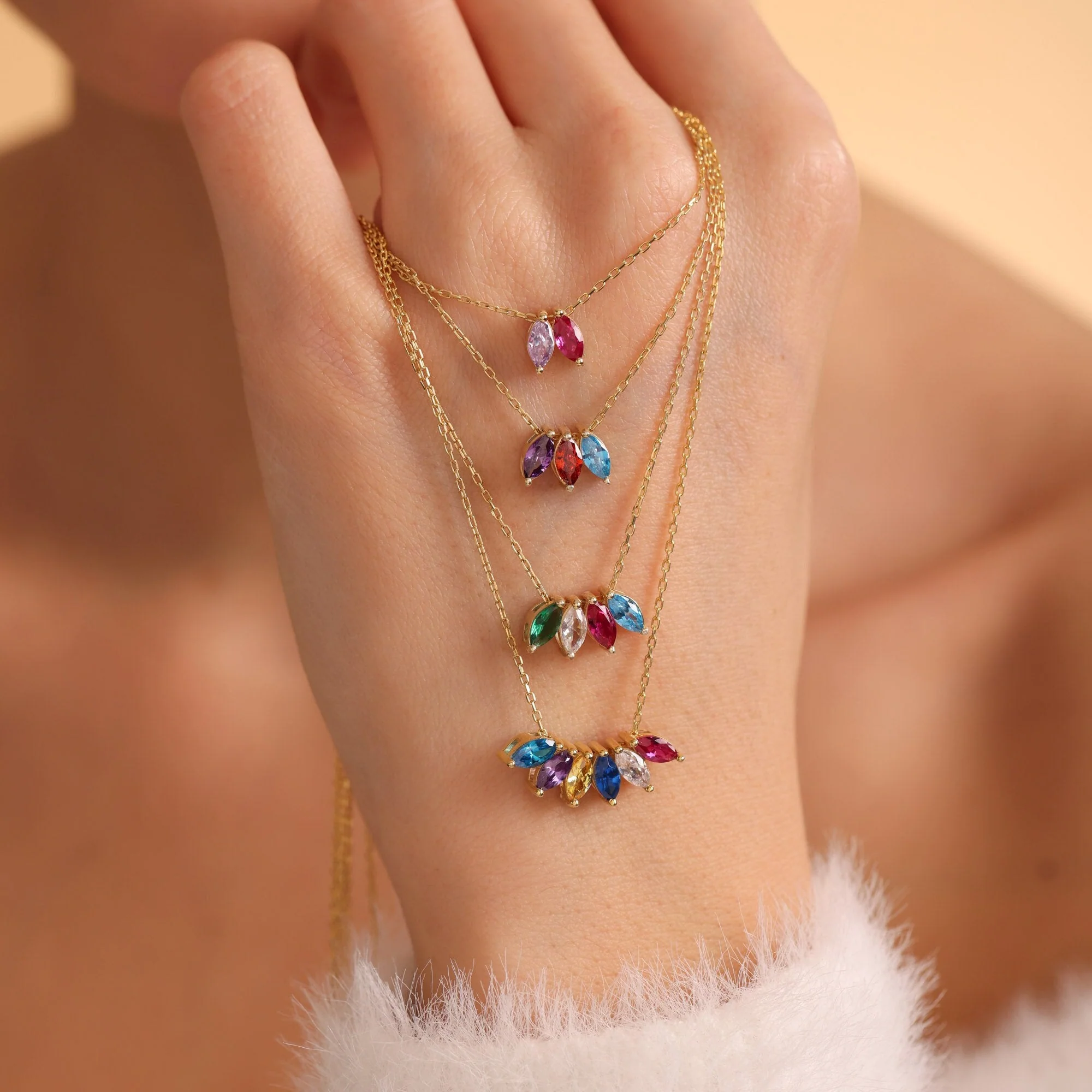 Personalized Twelve-Month Birthstone Necklace Gift For Grandma, Mom - Image 3