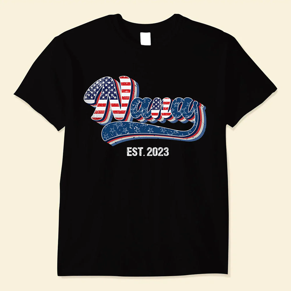 Personalized Unique 4th Of July Grandma Auntie Mom Nana EST American Flag T-shirt - Image 3