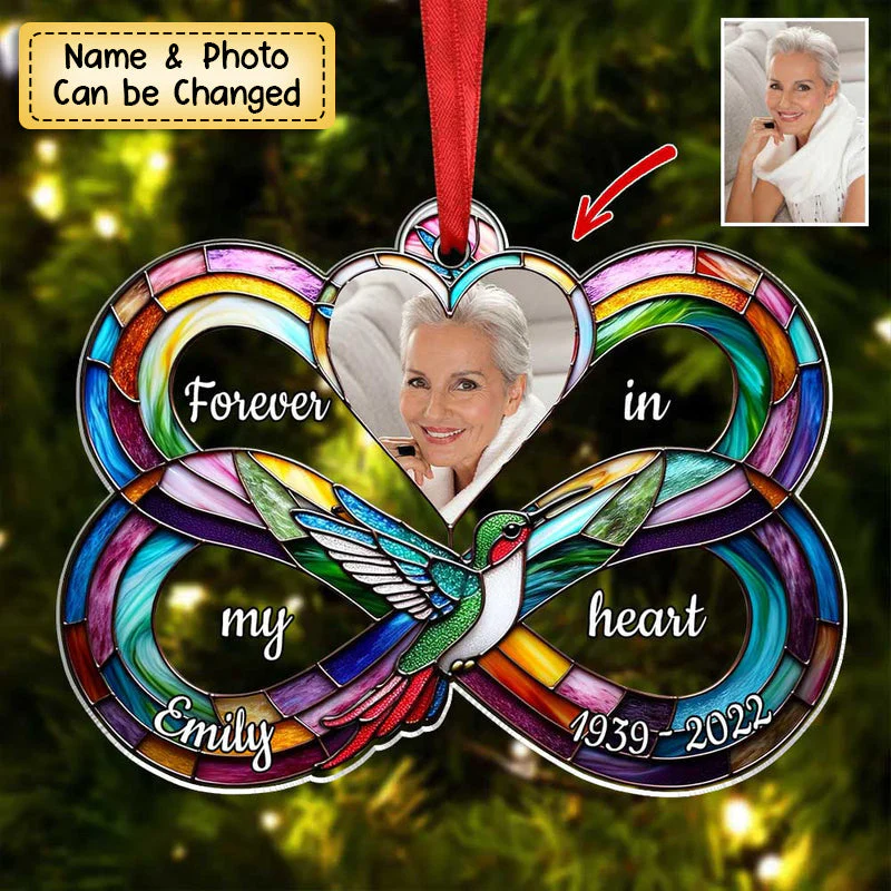 Personalized Upload Photo Heart Infinity Hummingbird, I Am Always With You Ornament - Image 2