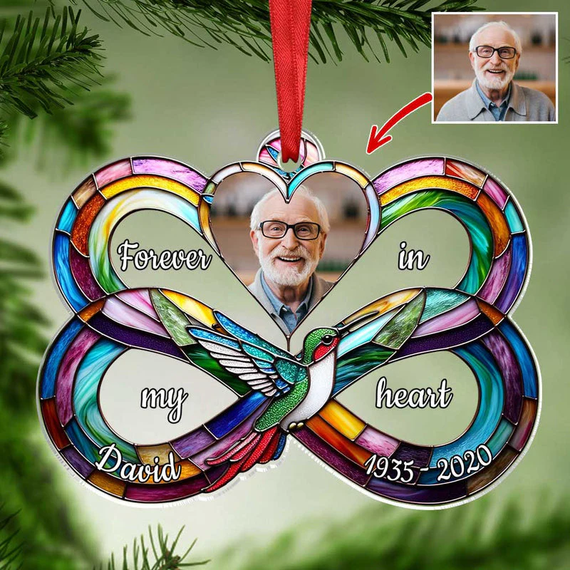 Personalized Upload Photo Heart Infinity Hummingbird, I Am Always With You Ornament - Image 3