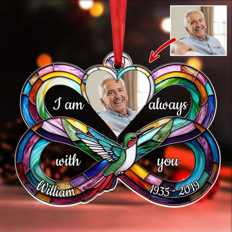 Personalized Upload Photo Heart Infinity Hummingbird, I Am Always With You Ornament - Image 4