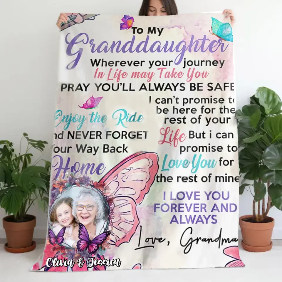 Personalized Upload Photo To My Granddaughter Love You Forever Blanket - Image 2
