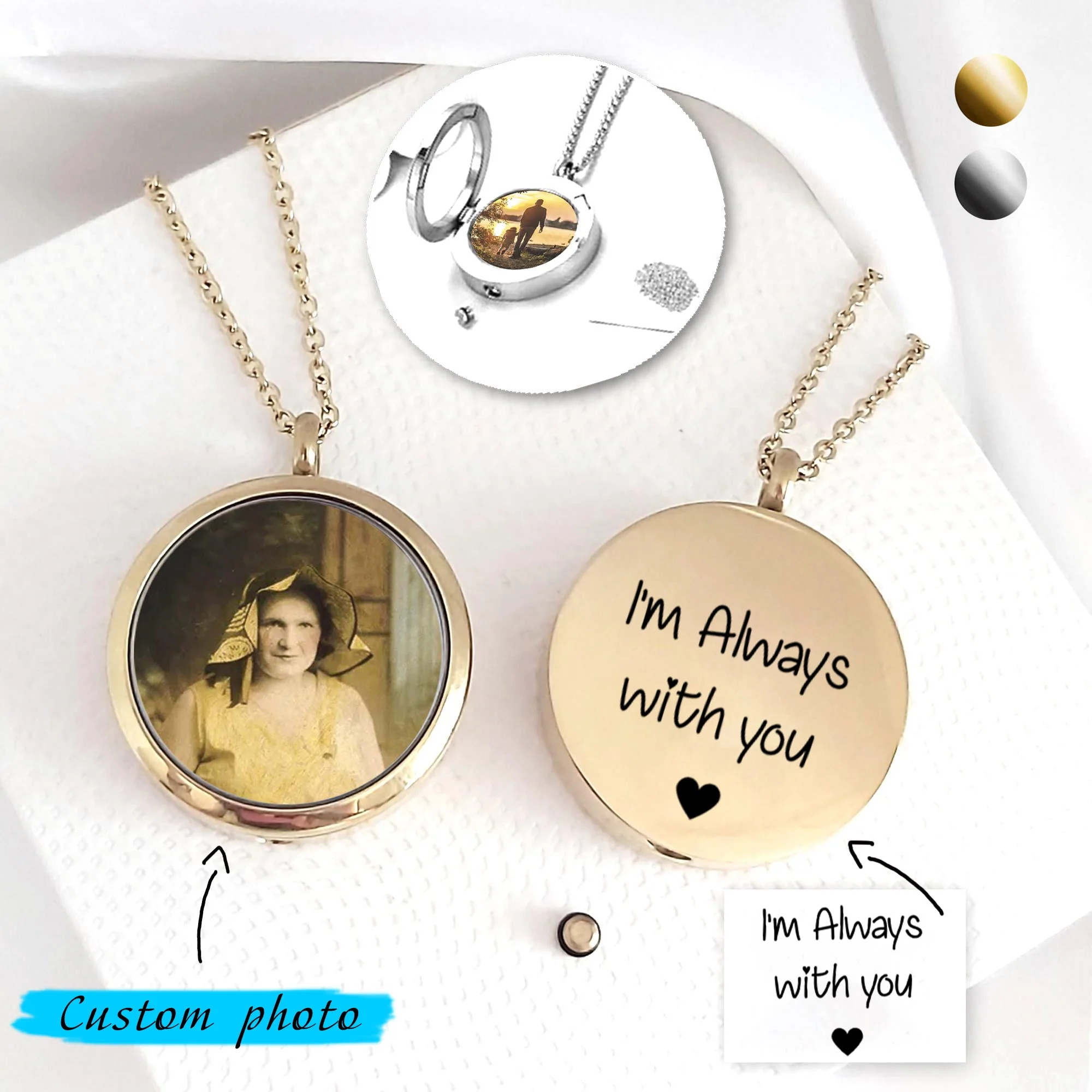 Personalized Urn Necklace Locket With Photo, Grief Gift - Image 2