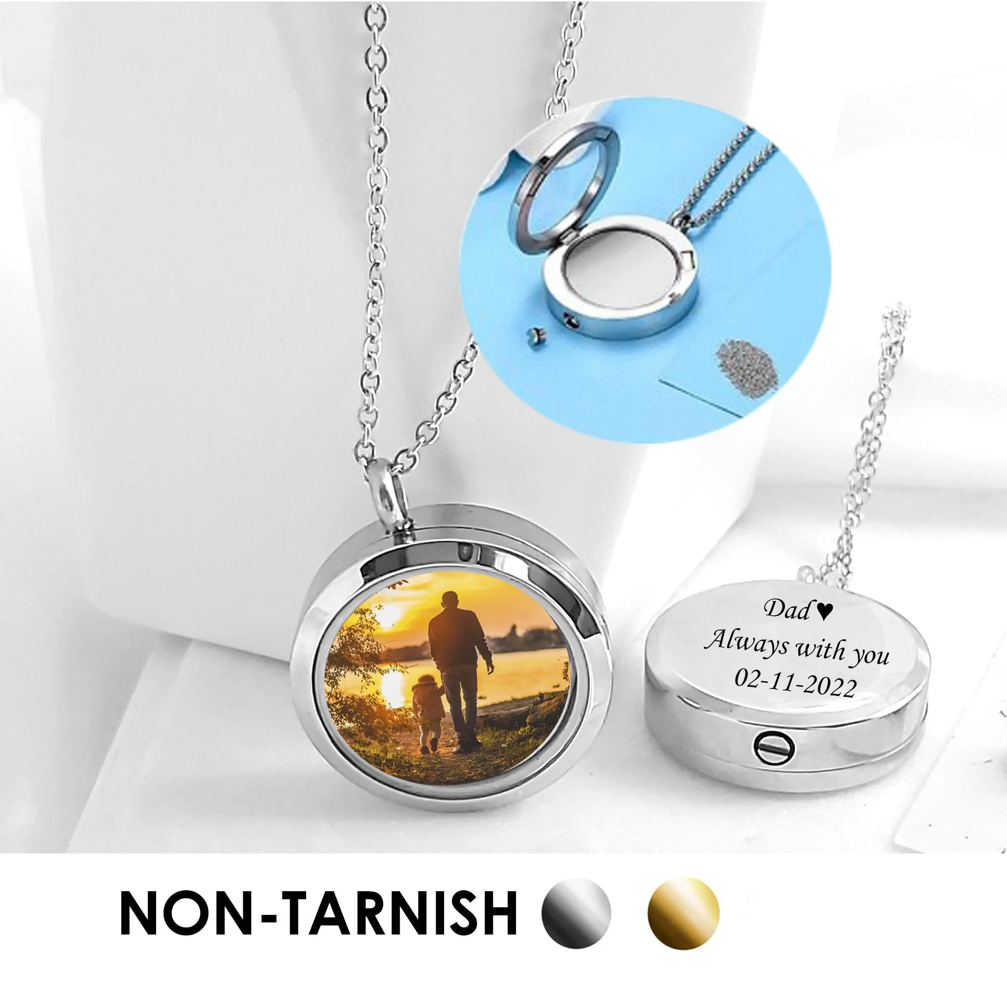 Personalized Urn Necklace Locket With Photo, Grief Gift - Image 3