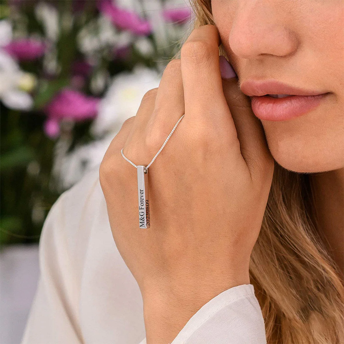 Personalized Vertical Bar Necklace - Image 5
