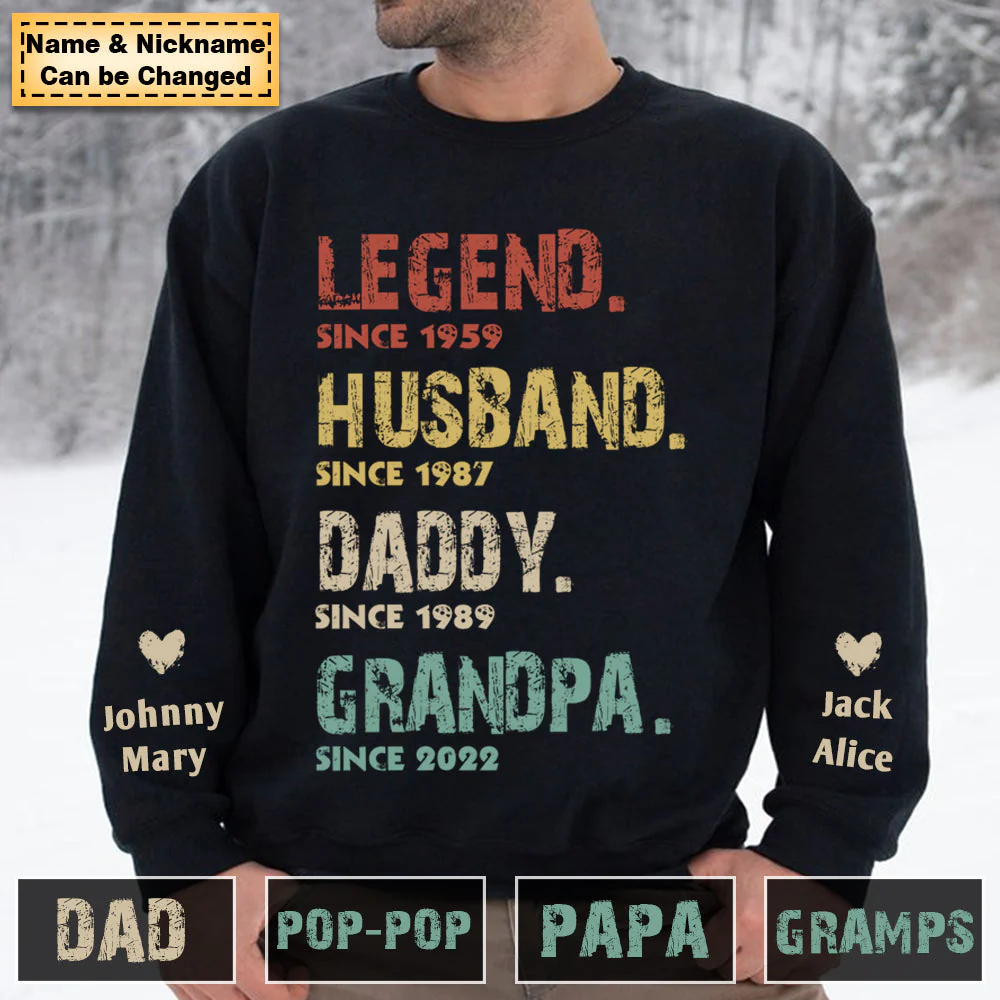 Personalized Vintage Legend Husband Father Grandpa Kids Sweatshirt - Image 2