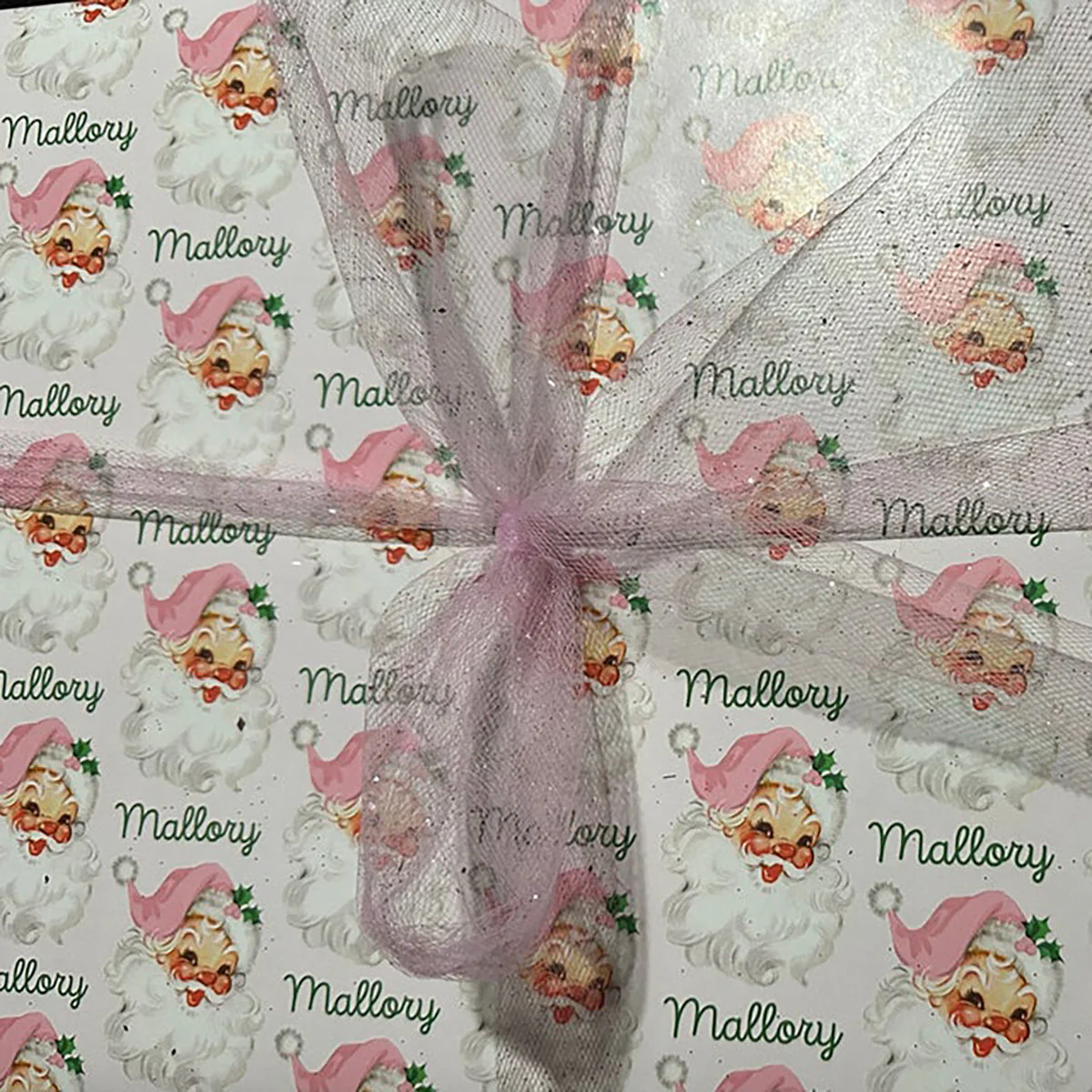 Personalized Vintage Santa Christmas Wrapping Paper - Image 3