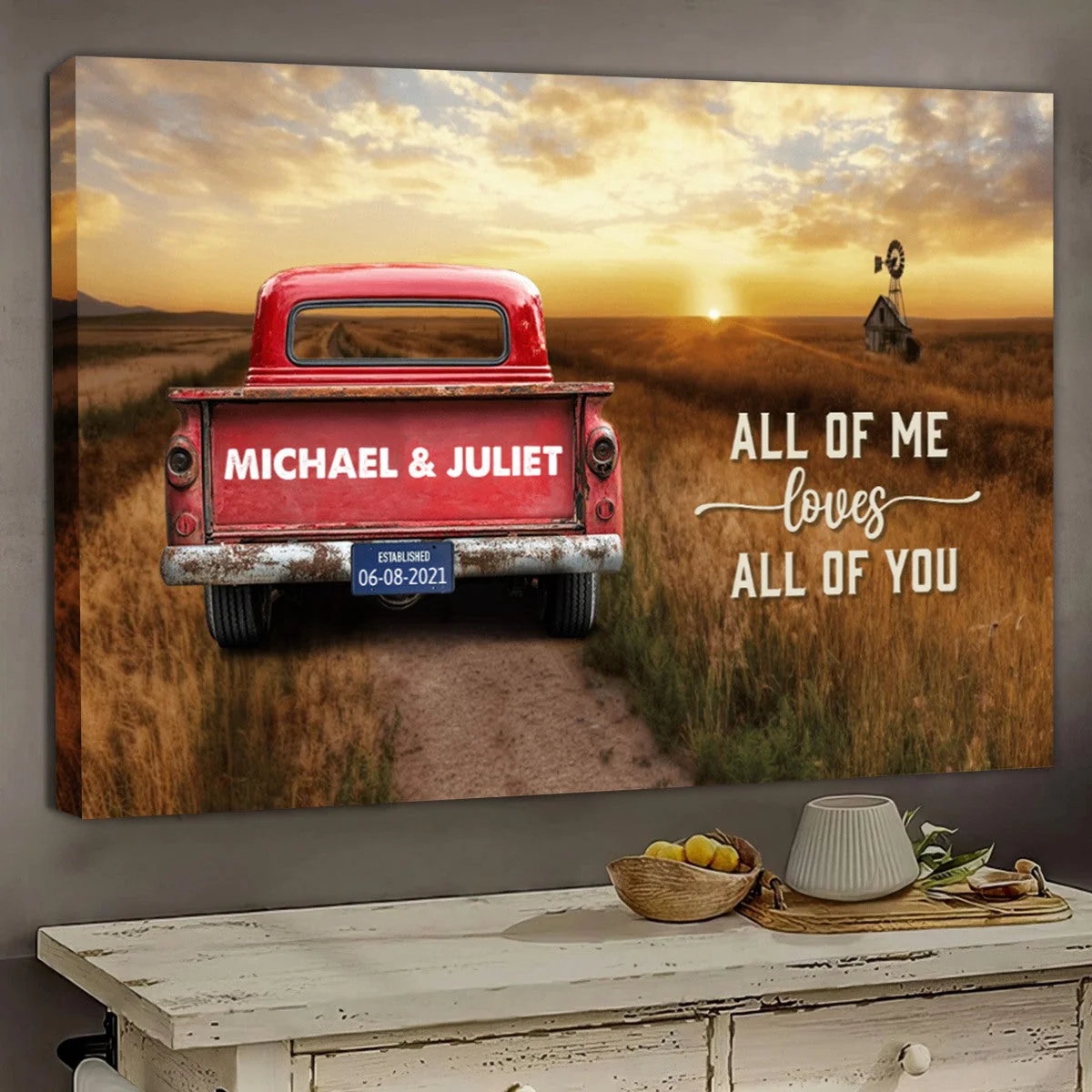 Personalized Vintage Truck Farmhouse Canvas Gift for family,couple - Image 2