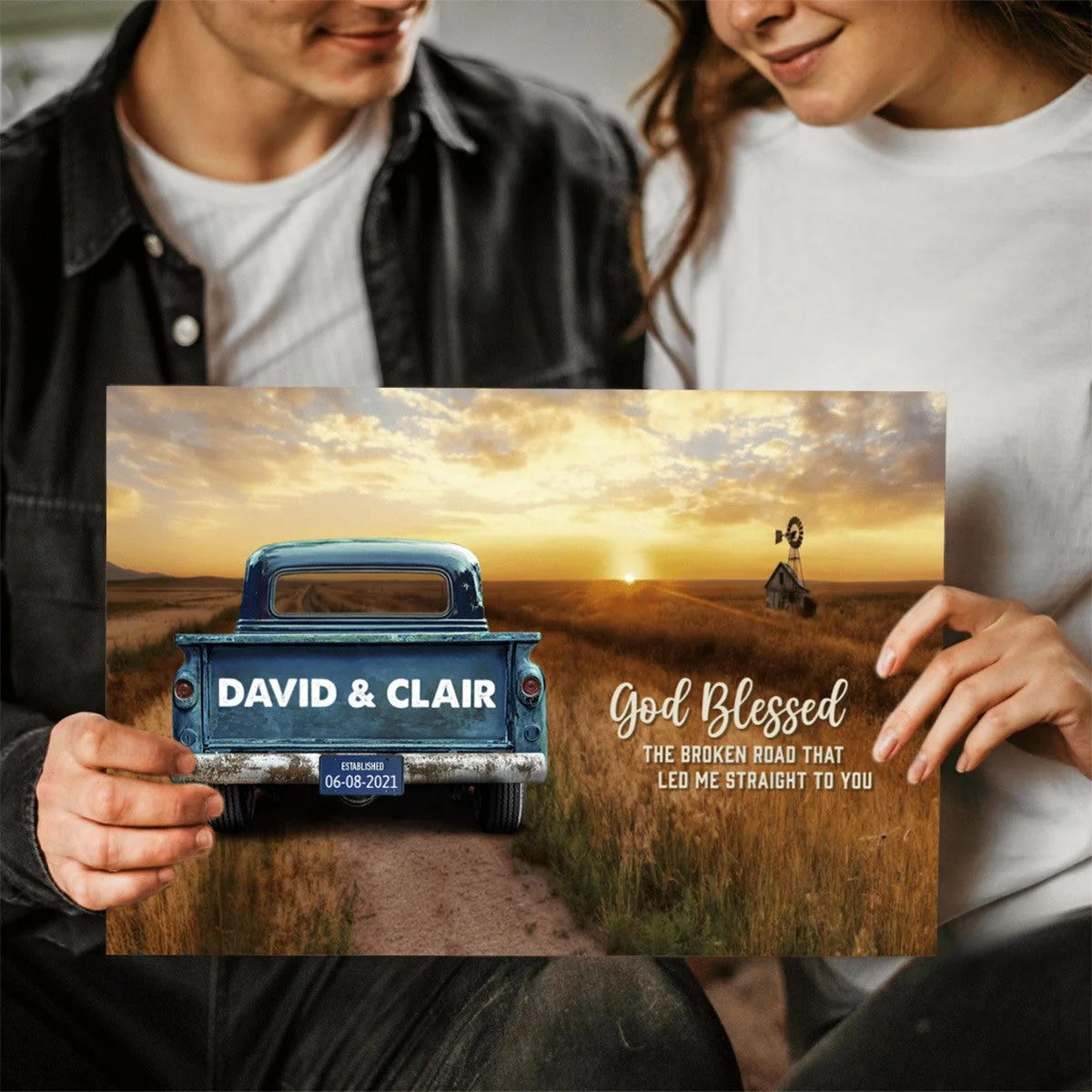 Personalized Vintage Truck Farmhouse Canvas Gift for family,couple - Image 4