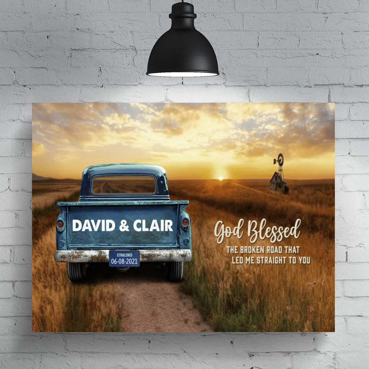 Personalized Vintage Truck Farmhouse Canvas Gift for family,couple - Image 5