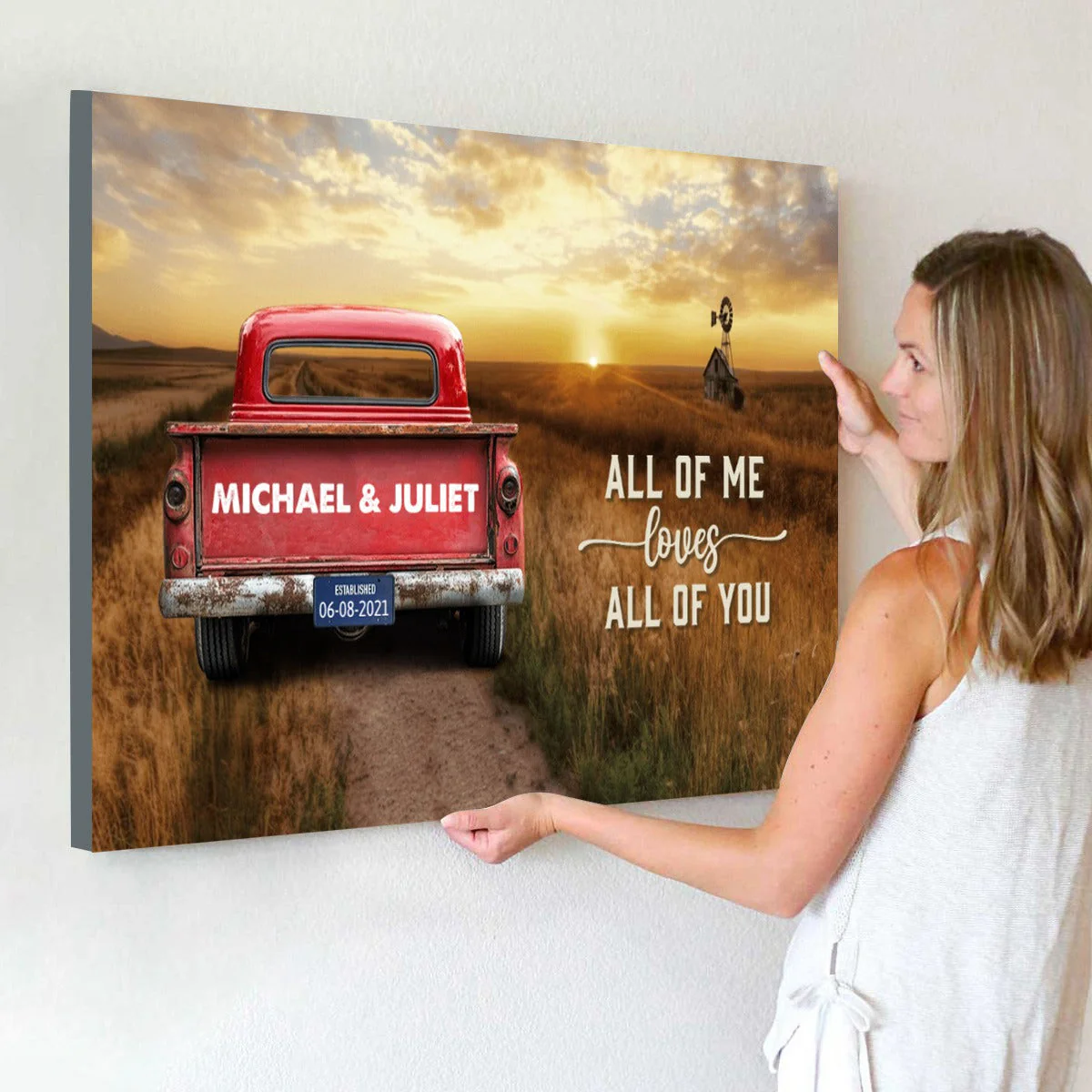 Personalized Vintage Truck Farmhouse Canvas Gift for family,couple - Image 6