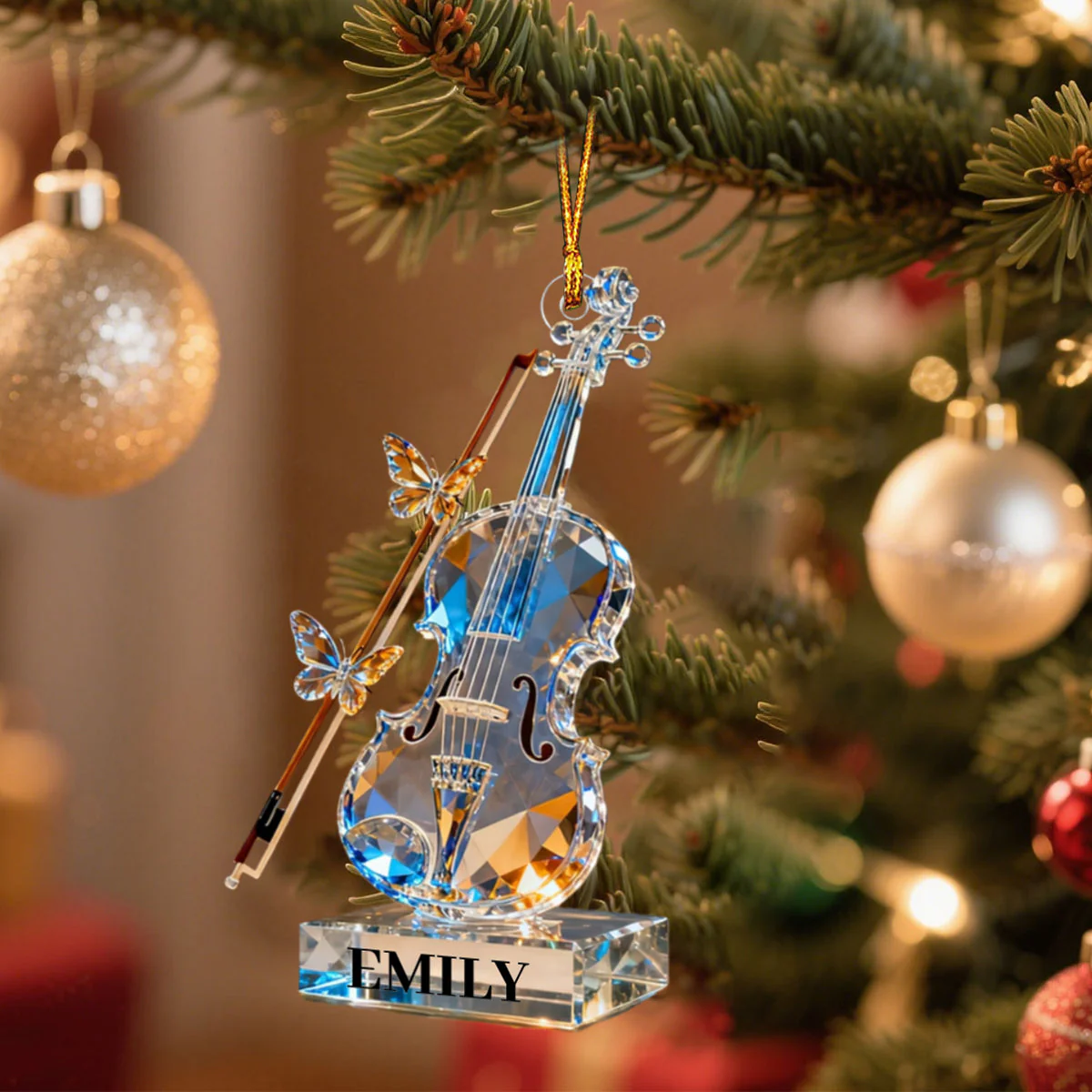 Personalized Violin Music Crystal Effect Ornament,Gift for Violinist - Image 2
