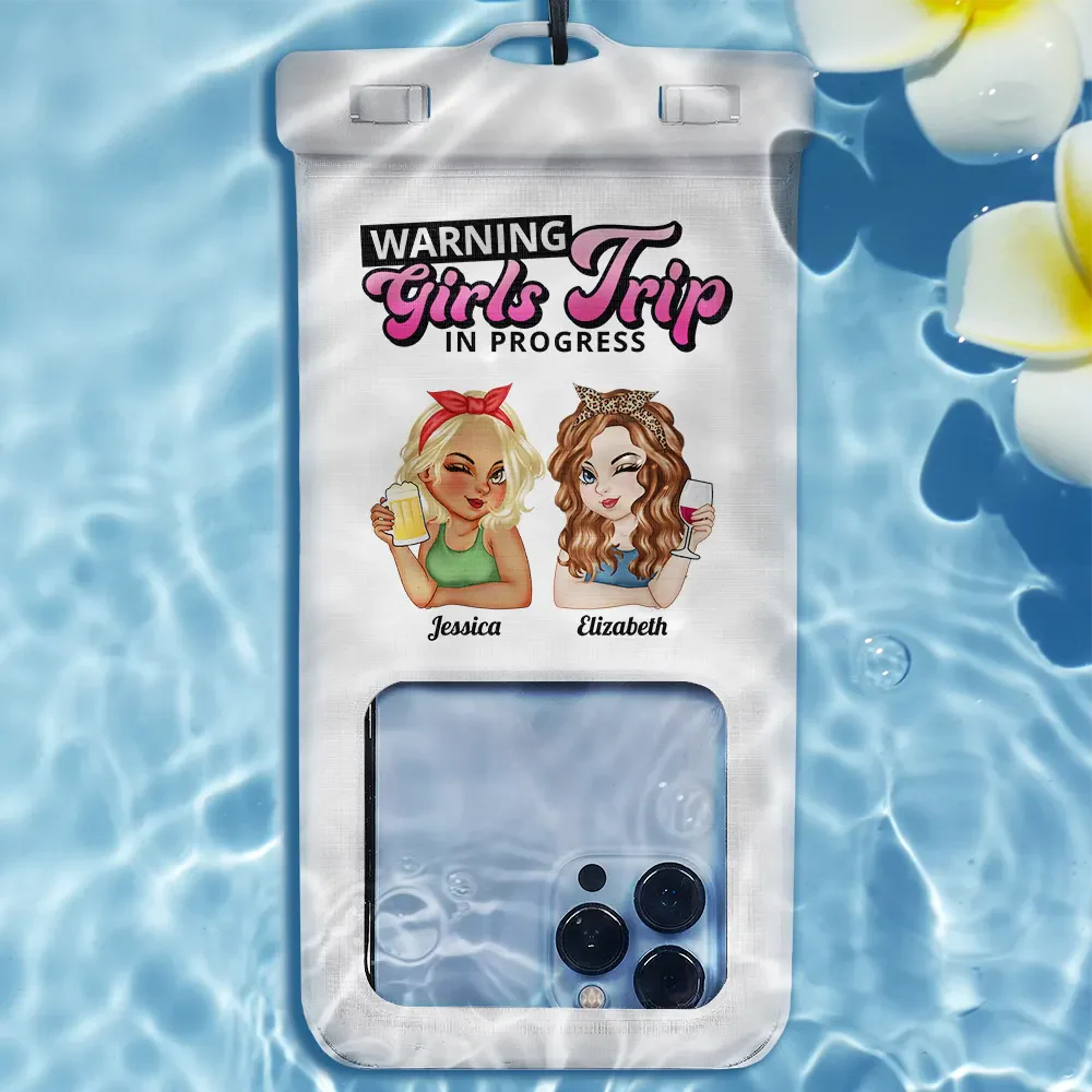 Personalized Waterproof Phone Pouch - Girls Trip Cheaper Than Therapy Summer Beach - Image 3