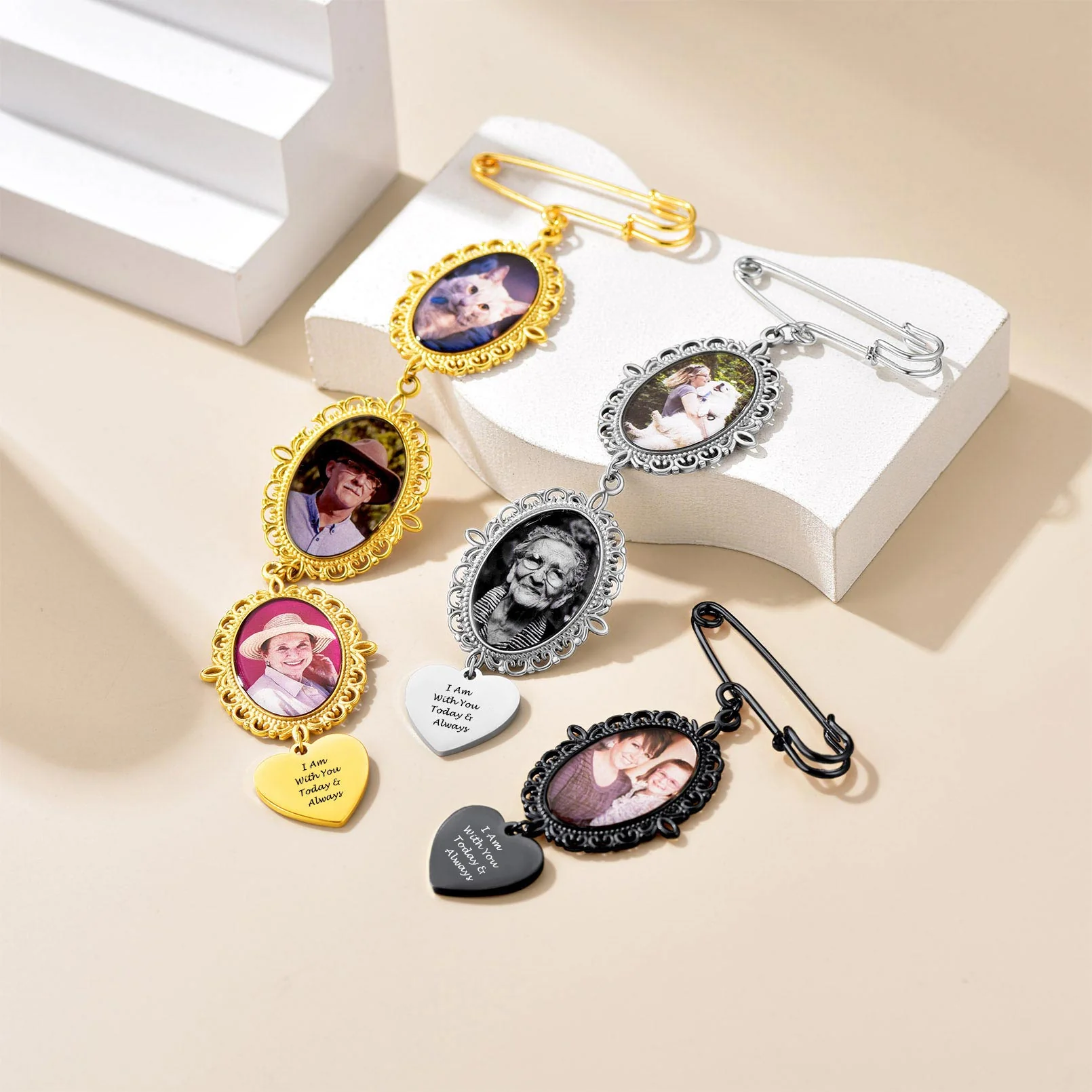 Personalized Wedding Bouquet Picture Charms Brooch Pins - Image 10