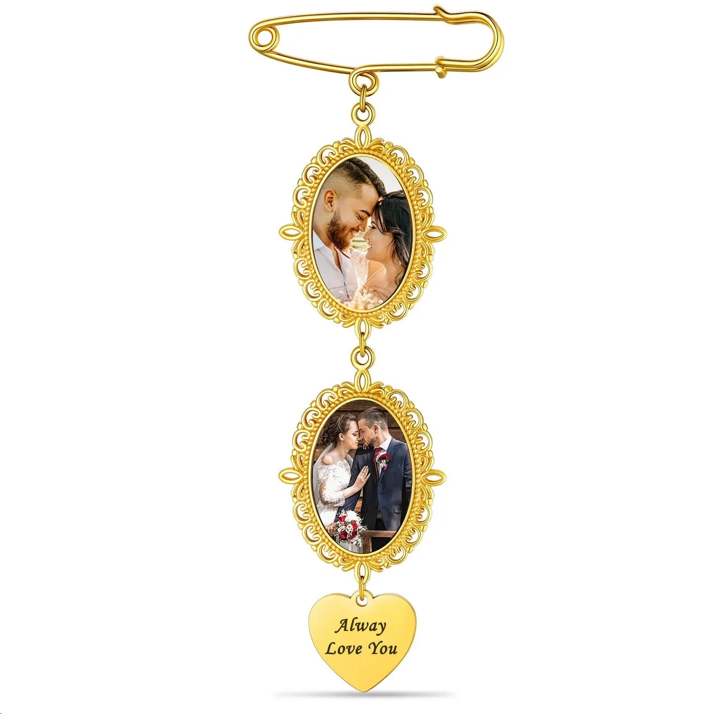 Personalized Wedding Bouquet Picture Charms Brooch Pins - Image 19