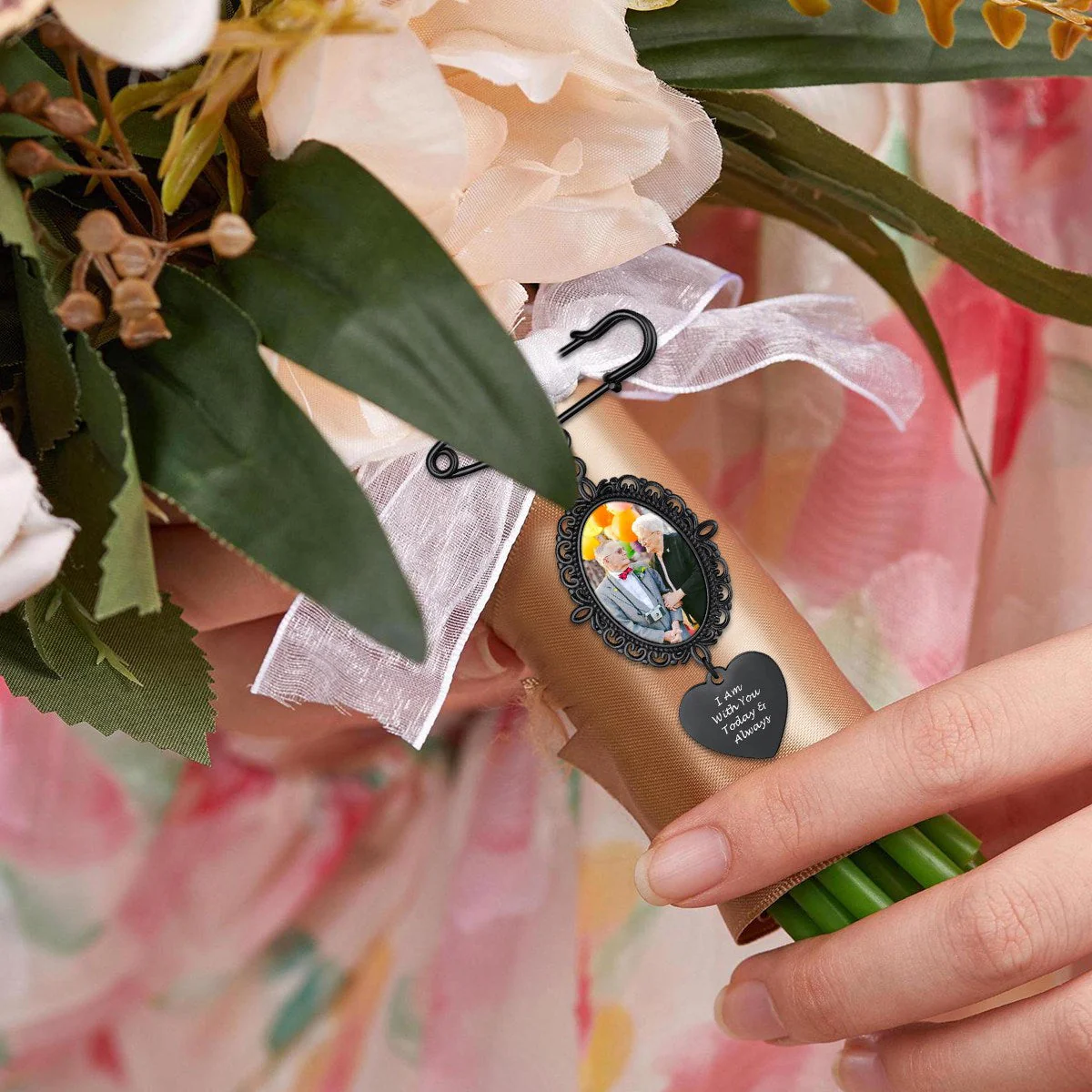 Personalized Wedding Bouquet Picture Charms Brooch Pins - Image 2