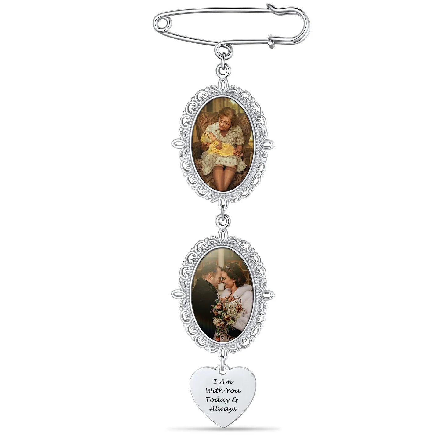 Personalized Wedding Bouquet Picture Charms Brooch Pins - Image 22