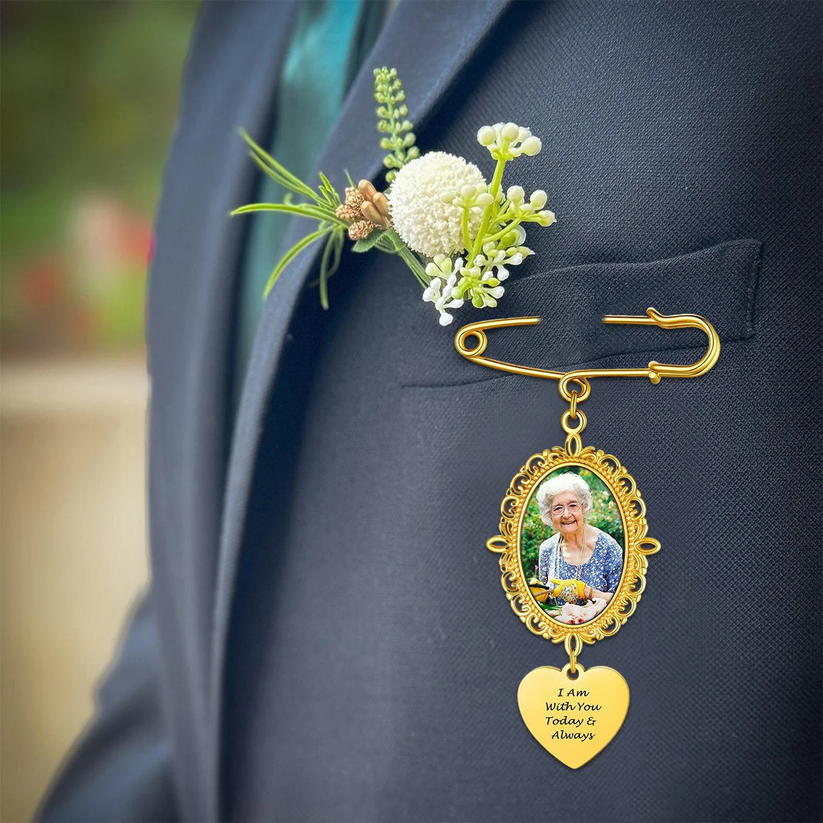 Personalized Wedding Bouquet Picture Charms Brooch Pins - Image 4