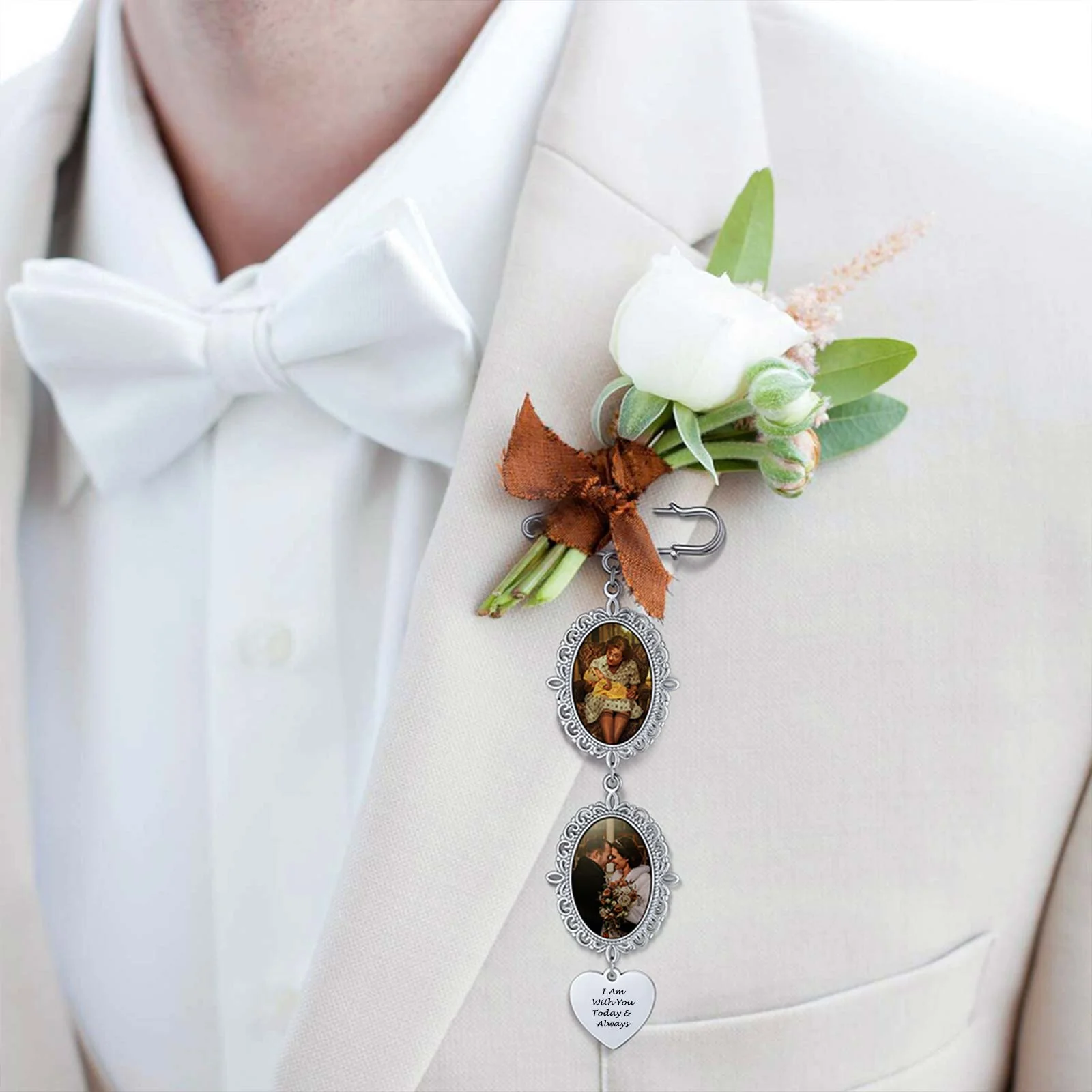 Personalized Wedding Bouquet Picture Charms Brooch Pins - Image 5