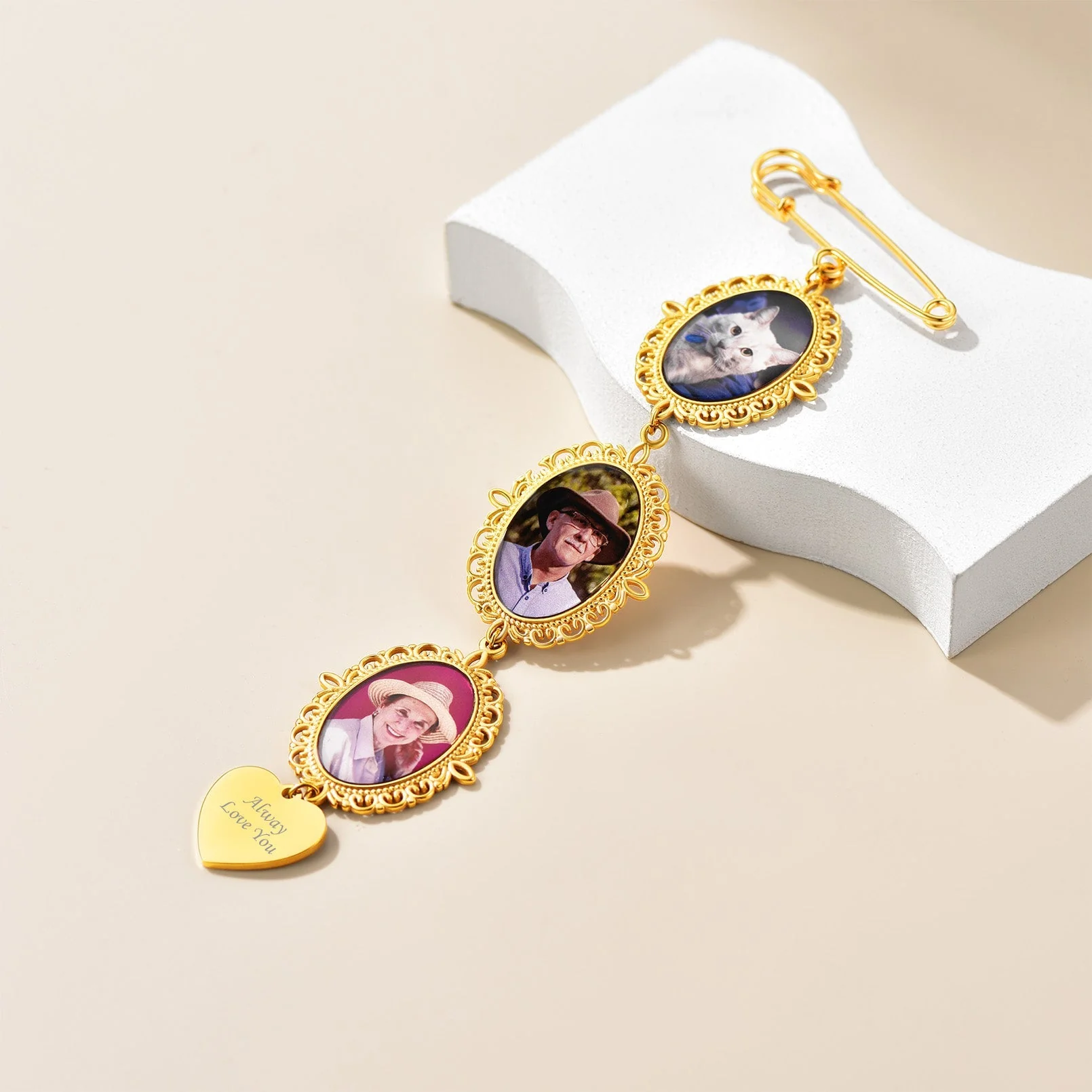 Personalized Wedding Bouquet Picture Charms Brooch Pins - Image 6
