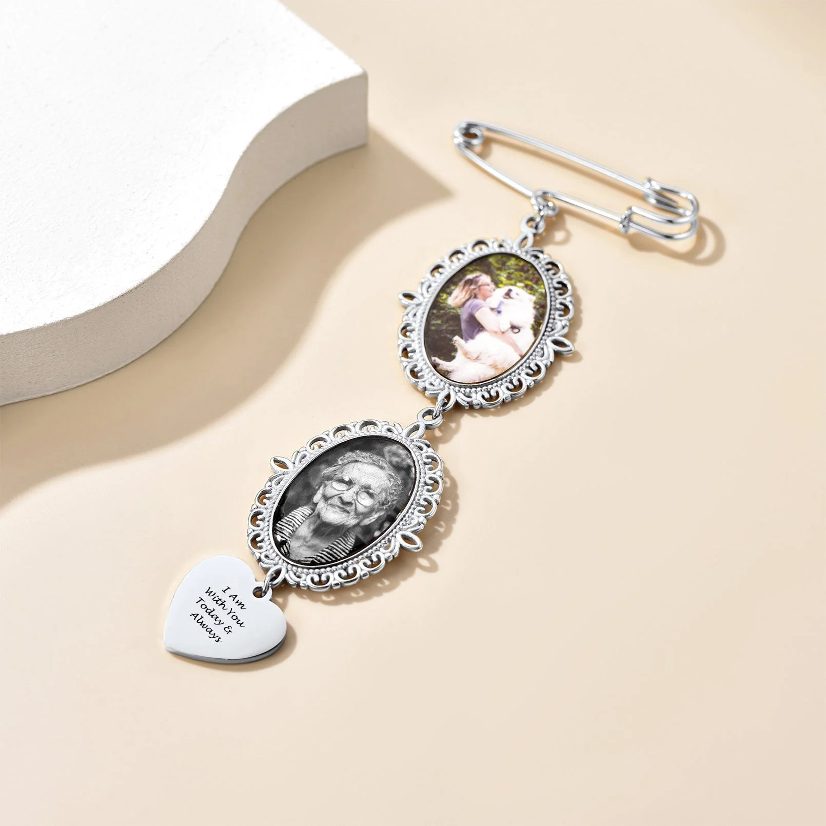 Personalized Wedding Bouquet Picture Charms Brooch Pins - Image 7