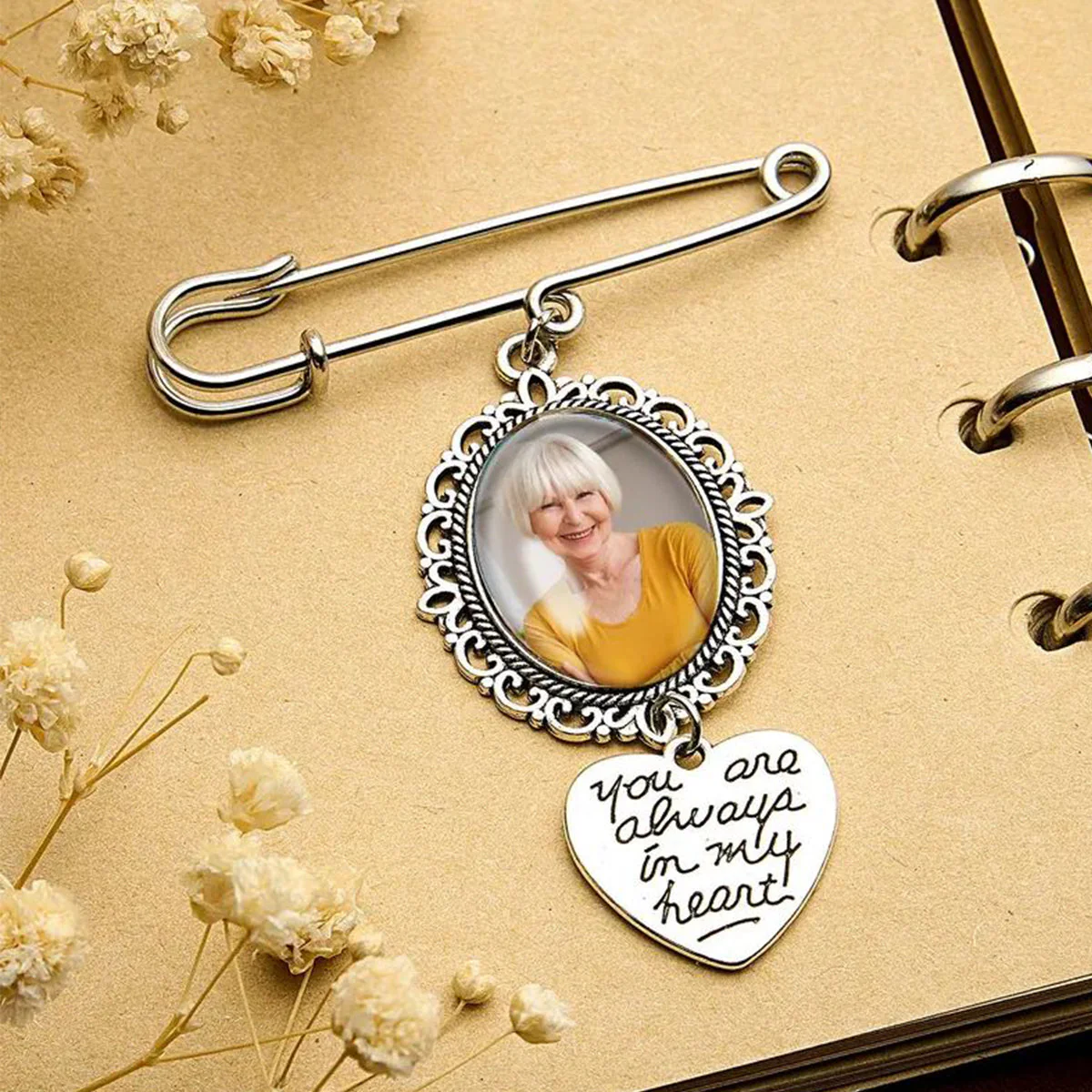 Personalized Wedding Bouquet Picture Charms Brooch Pins - Image 8