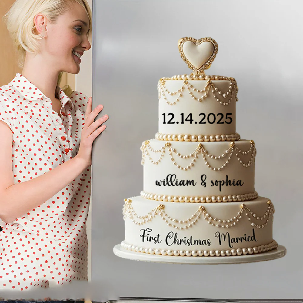 Personalized Wedding Cake First Christmas Married Decal - Image 4
