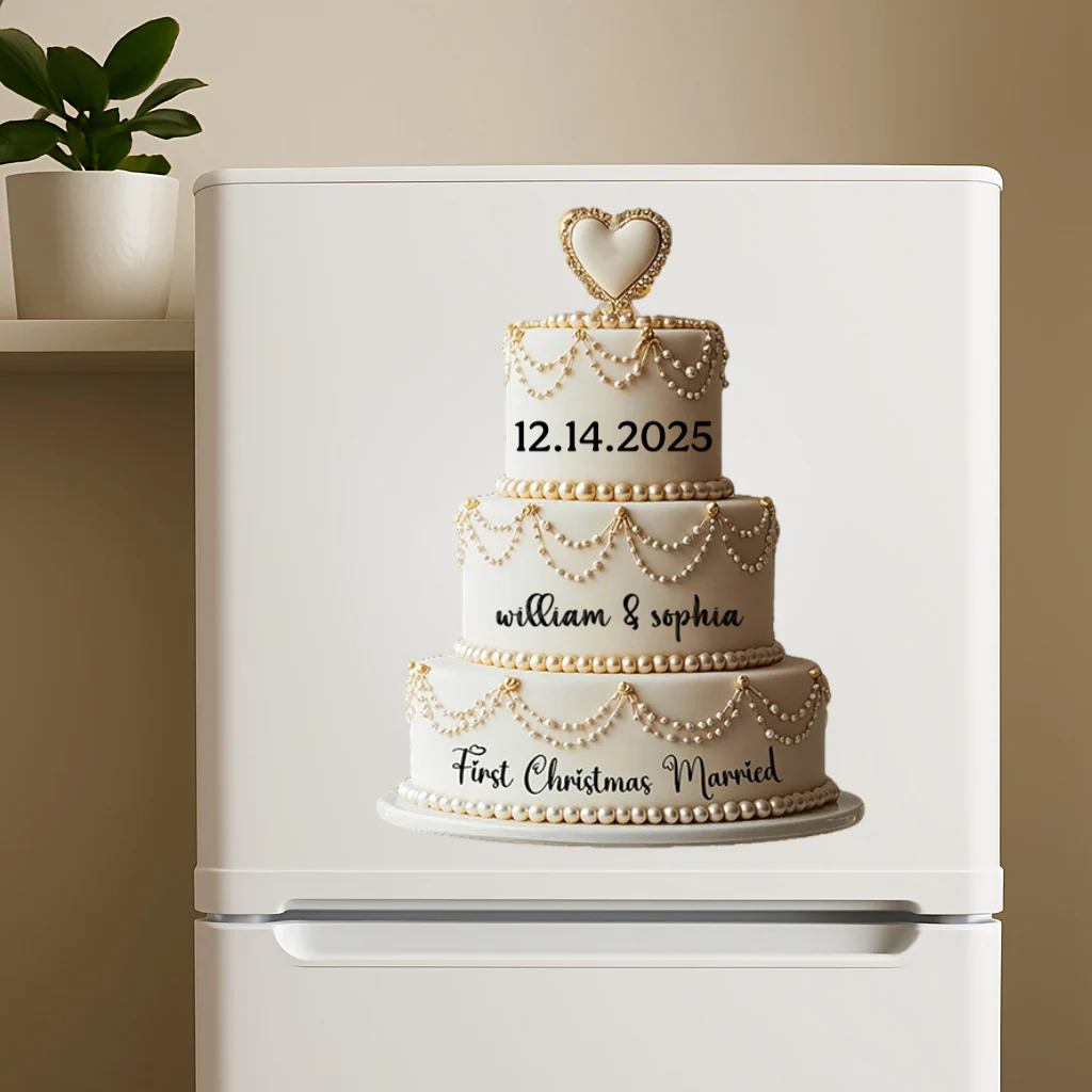 Personalized Wedding Cake First Christmas Married Decal - Image 5