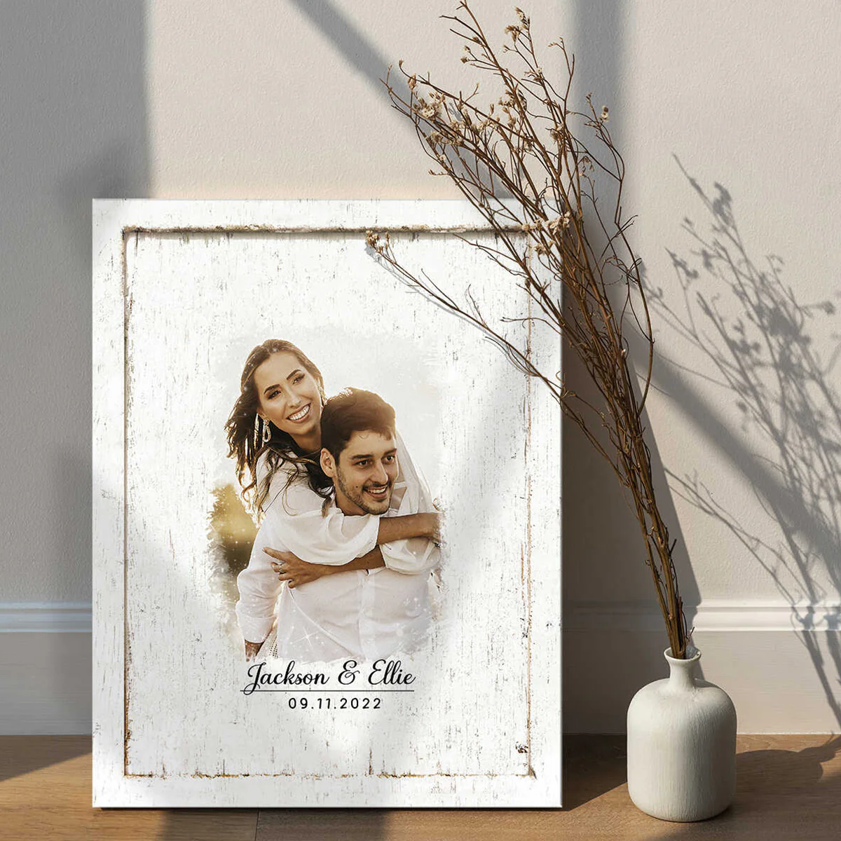 Personalized Wedding Guest Book Canvas Poster, Watercolor Portrait From Photo, Custom Painting Portrait - Image 3