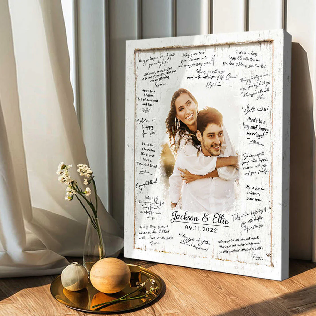 Personalized Wedding Guest Book Canvas Poster, Watercolor Portrait From Photo, Custom Painting Portrait - Image 4