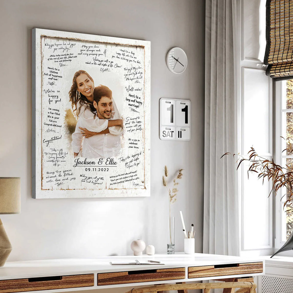Personalized Wedding Guest Book Canvas Poster, Watercolor Portrait From Photo, Custom Painting Portrait - Image 5