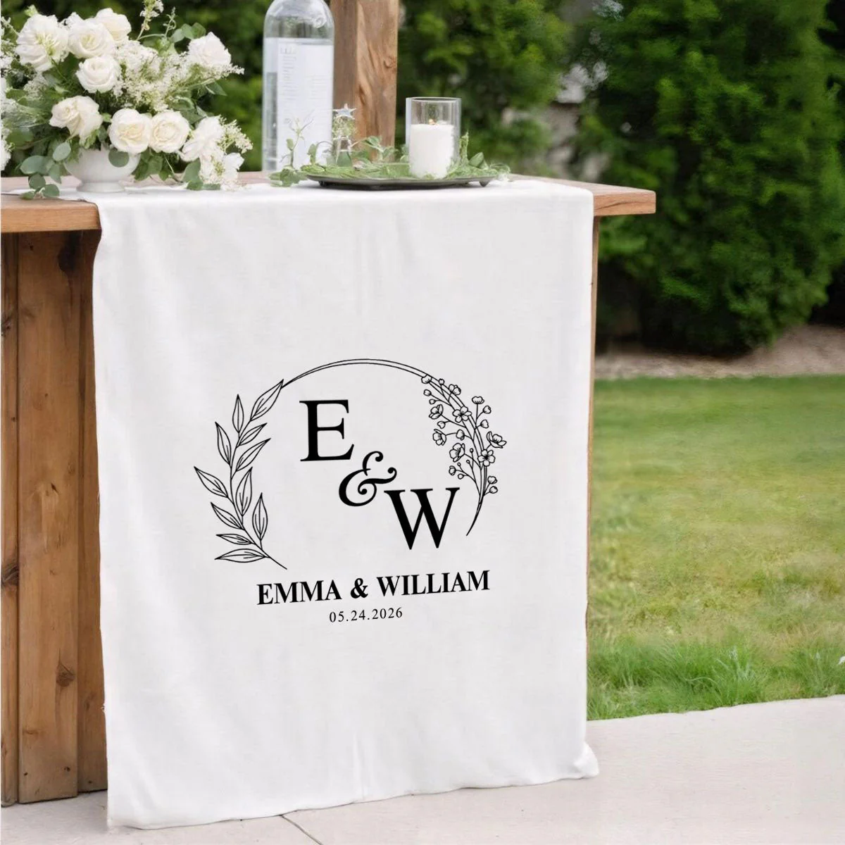 Personalized Wedding Table Runner, Custom Wedding Banner with Initials, Sweetheart Table Decor - Image 2