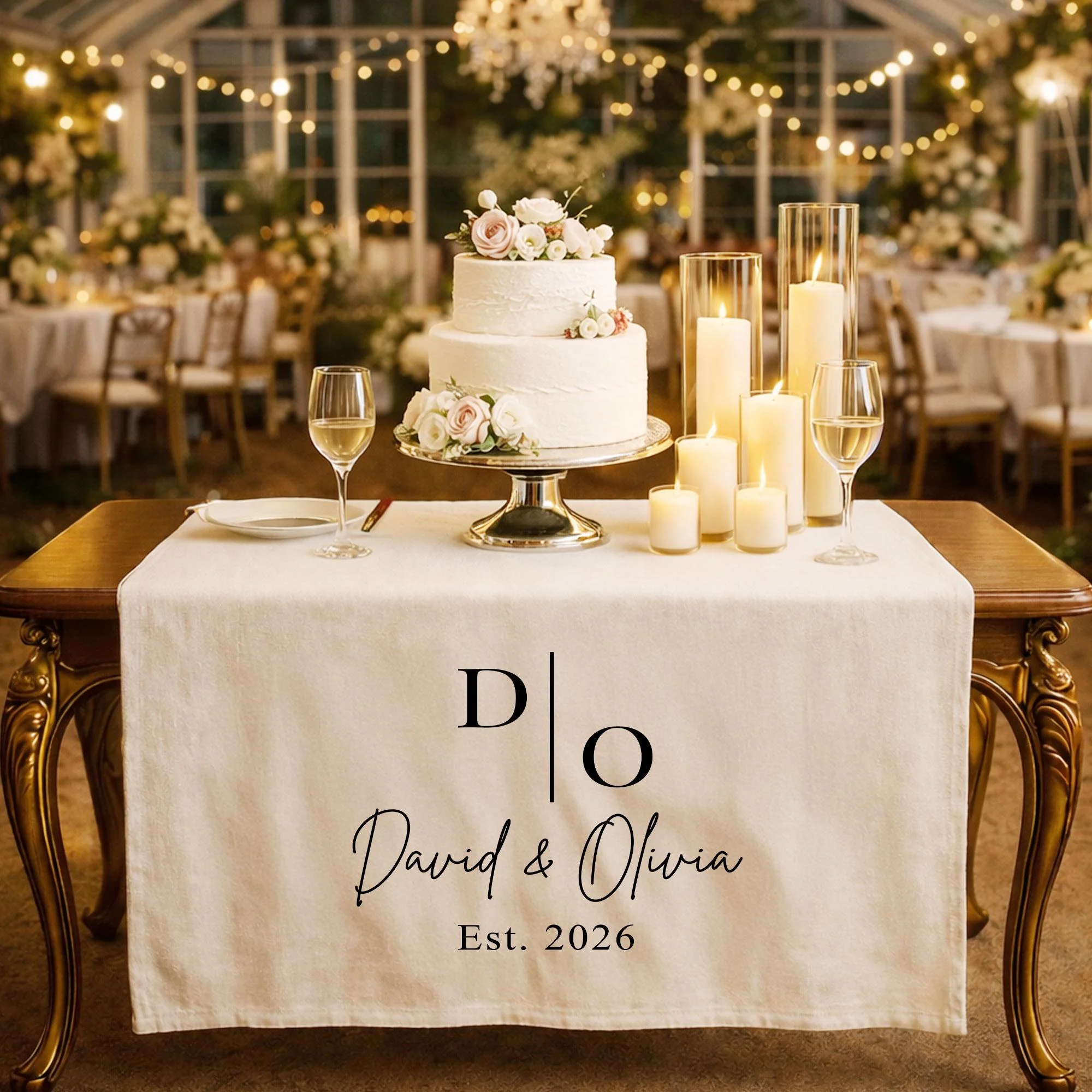 Personalized Wedding Table Runner with Monogram, Sweetheart Table Decor - Image 3