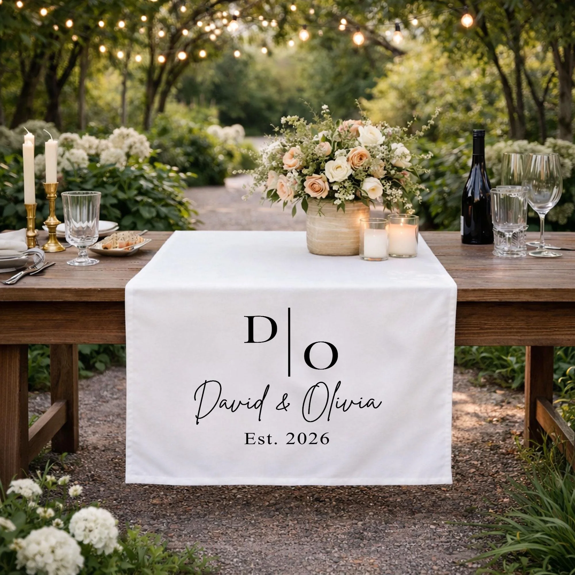 Personalized Wedding Table Runner with Monogram, Sweetheart Table Decor - Image 4