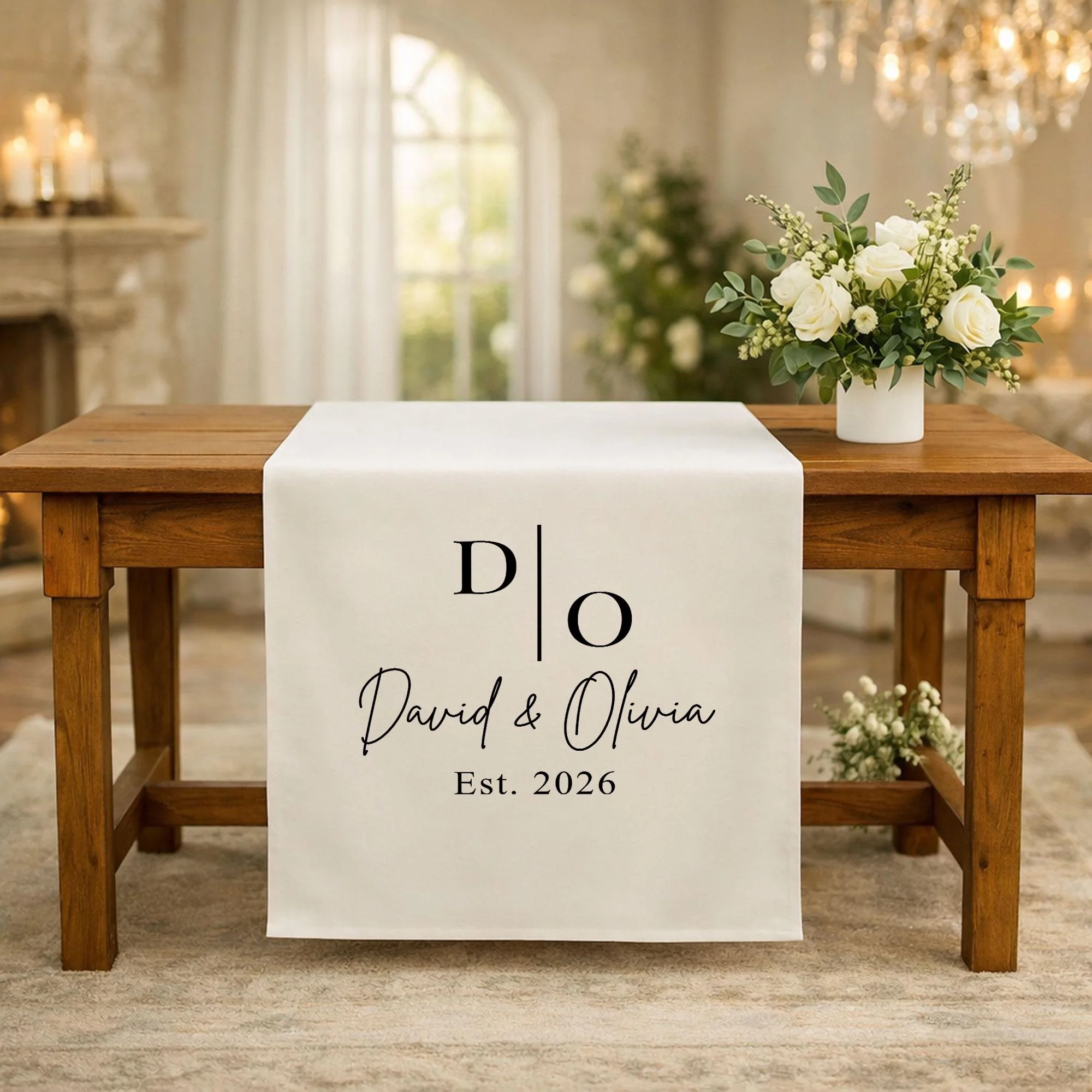 Personalized Wedding Table Runner with Monogram, Sweetheart Table Decor - Image 5