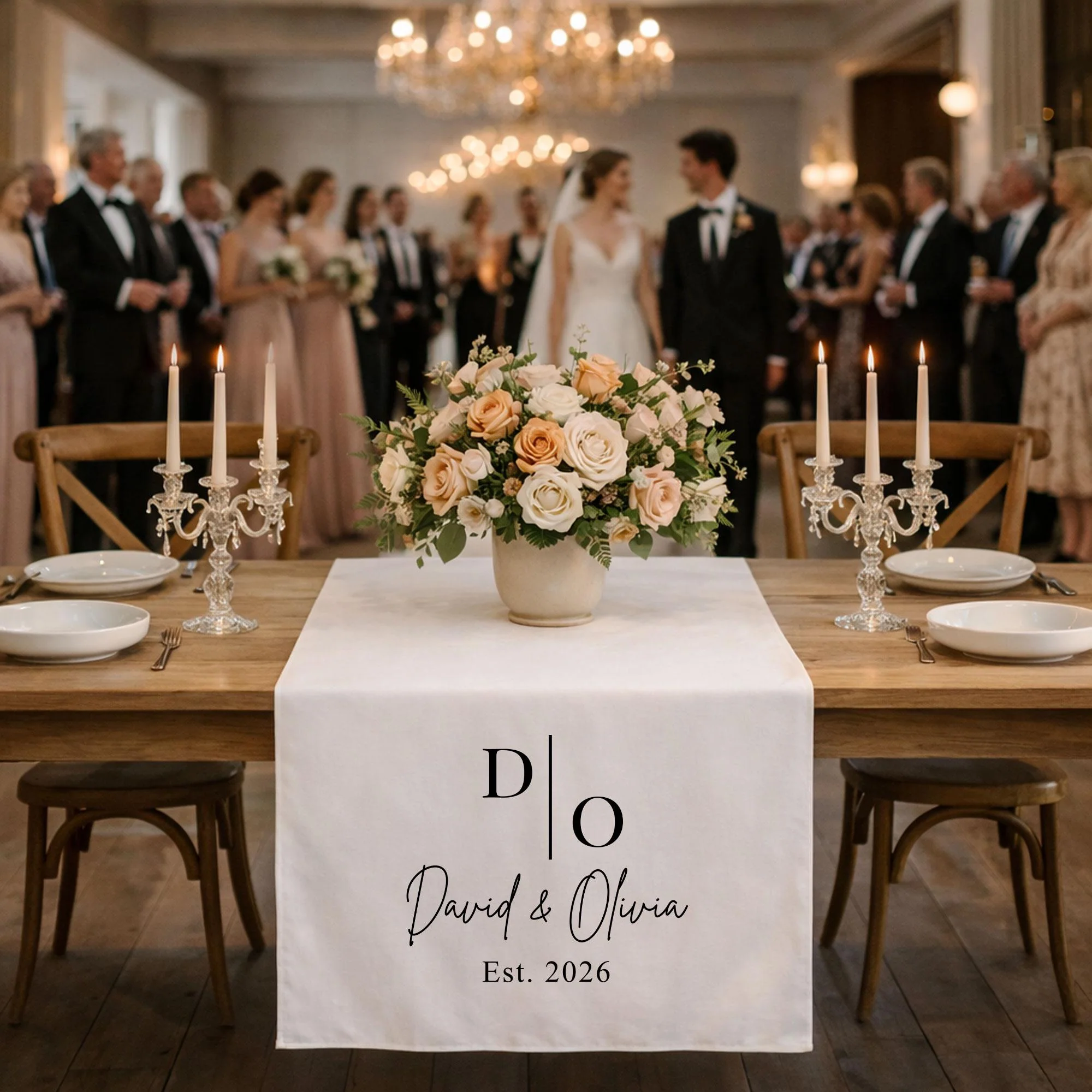 Personalized Wedding Table Runner with Monogram, Sweetheart Table Decor - Image 6